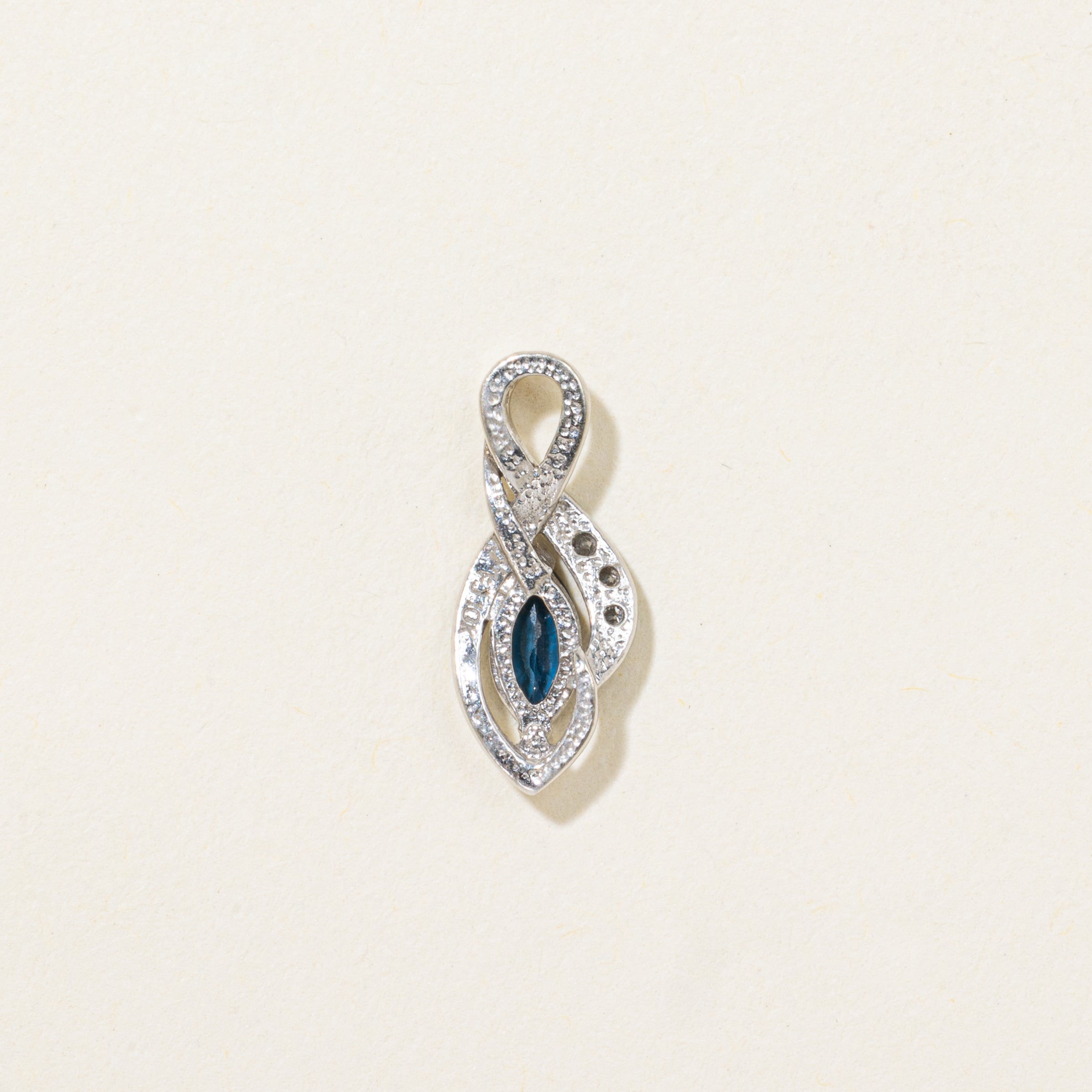 Marquise Cut Sapphire & Diamond Cross Over Pendant | 0.18ct, 0.006ctw