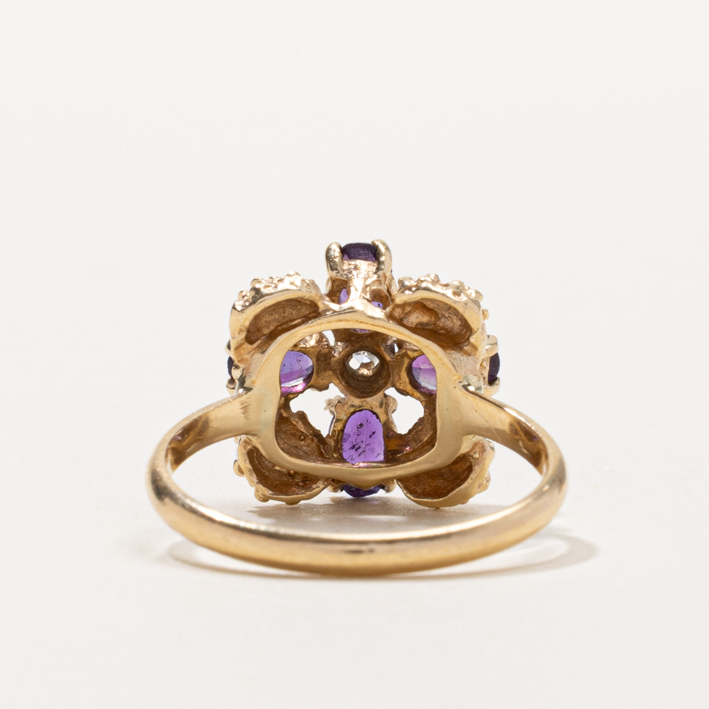 10k Amethyst & Diamond Nuggety Cocktail Ring | 0.60ctw, 0.01ct | SZ 6.5