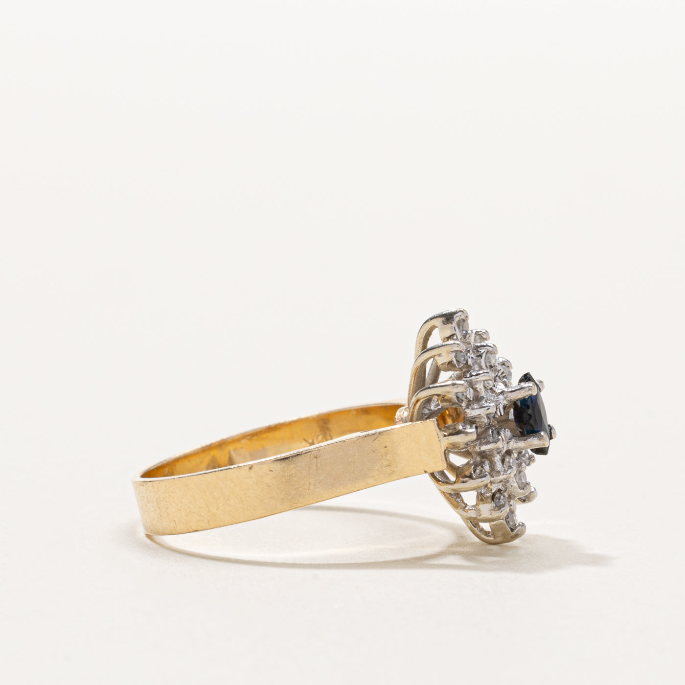 10k Sapphire & Diamond Petal Cluster Ring | 0.15ct, 0.11ctw | SZ 6.75