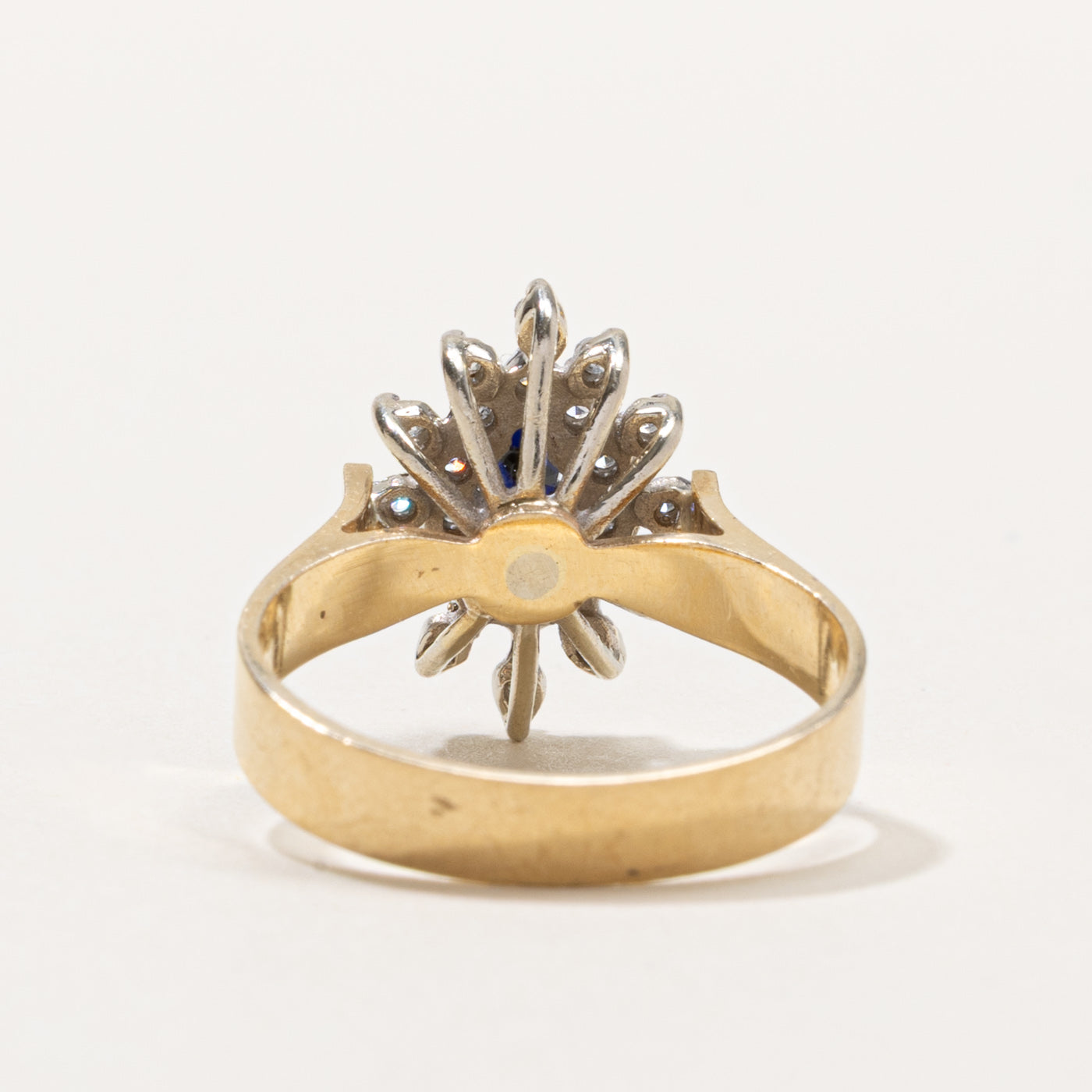 10k Sapphire & Diamond Petal Cluster Ring | 0.15ct, 0.11ctw | SZ 6.75