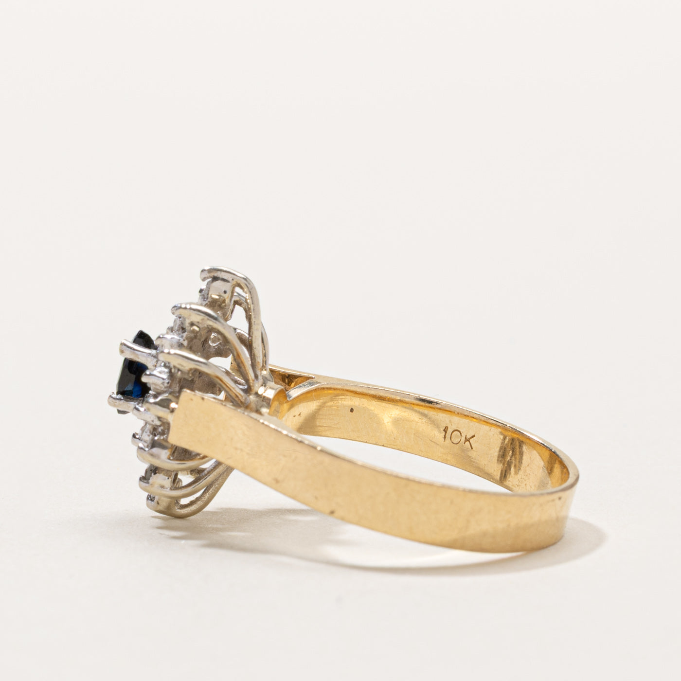10k Sapphire & Diamond Petal Cluster Ring | 0.15ct, 0.11ctw | SZ 6.75