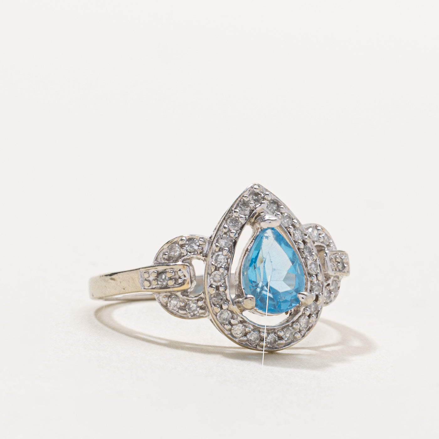 10k Pear Cut Topaz & Diamond Open Halo Ring | 0.80ct, 0.15ctw | SZ 7.25
