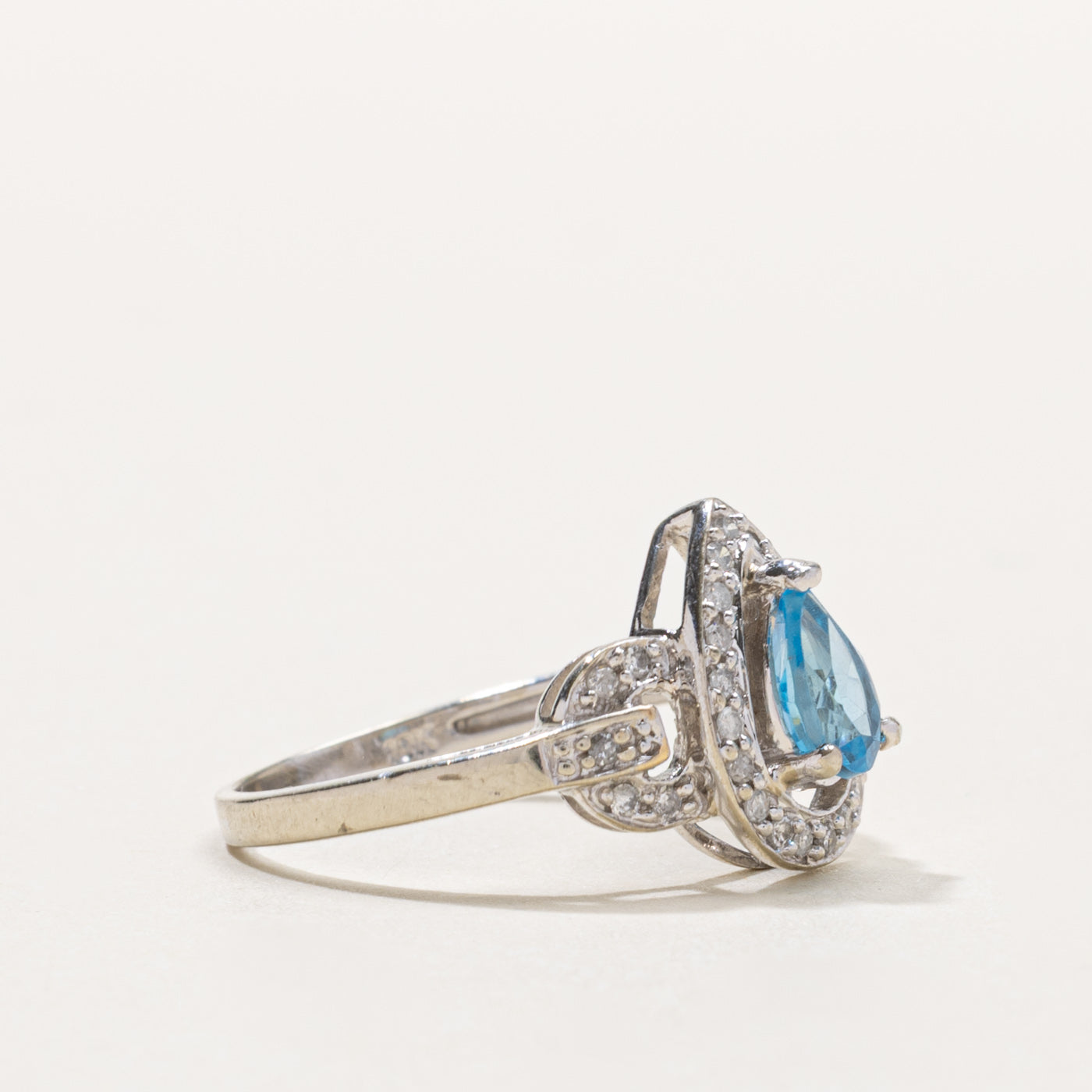 10k Pear Cut Topaz & Diamond Open Halo Ring | 0.80ct, 0.15ctw | SZ 7.25