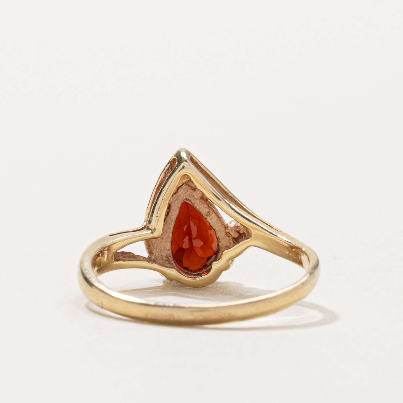 10k Pear Cut Garnet & Diamond Accented Ring | 0.90ct, 0.01ctw | SZ 4