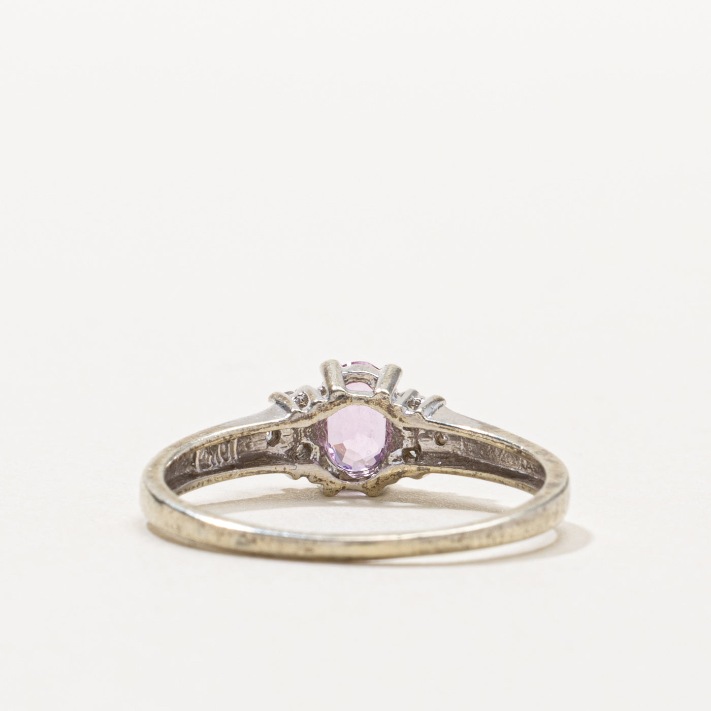 10k Oval Cut Pink Sapphire & Diamond Accented Ring | 0.60ct, 0.06ctw | SZ 8