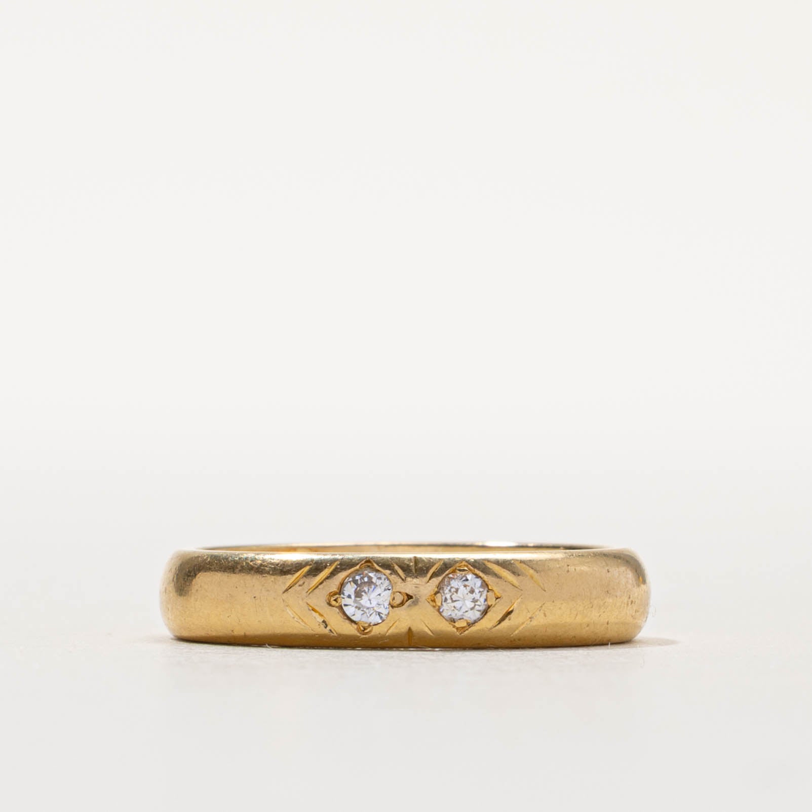 18k Two Stone Flush Set Diamond Band | 4.00mm | SZ 7.25