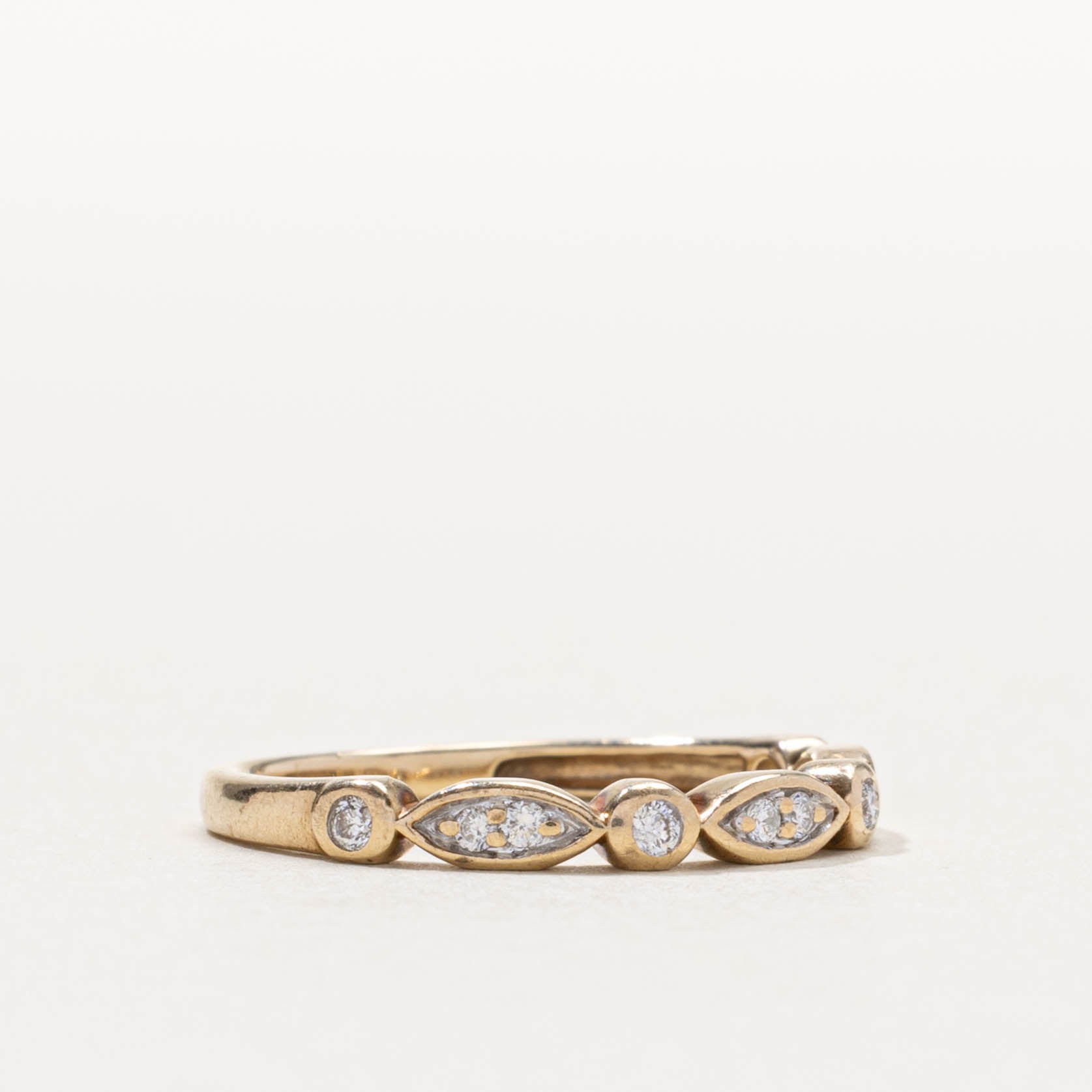 10k Bezel Set Diamond Marquise Band | SZ 5