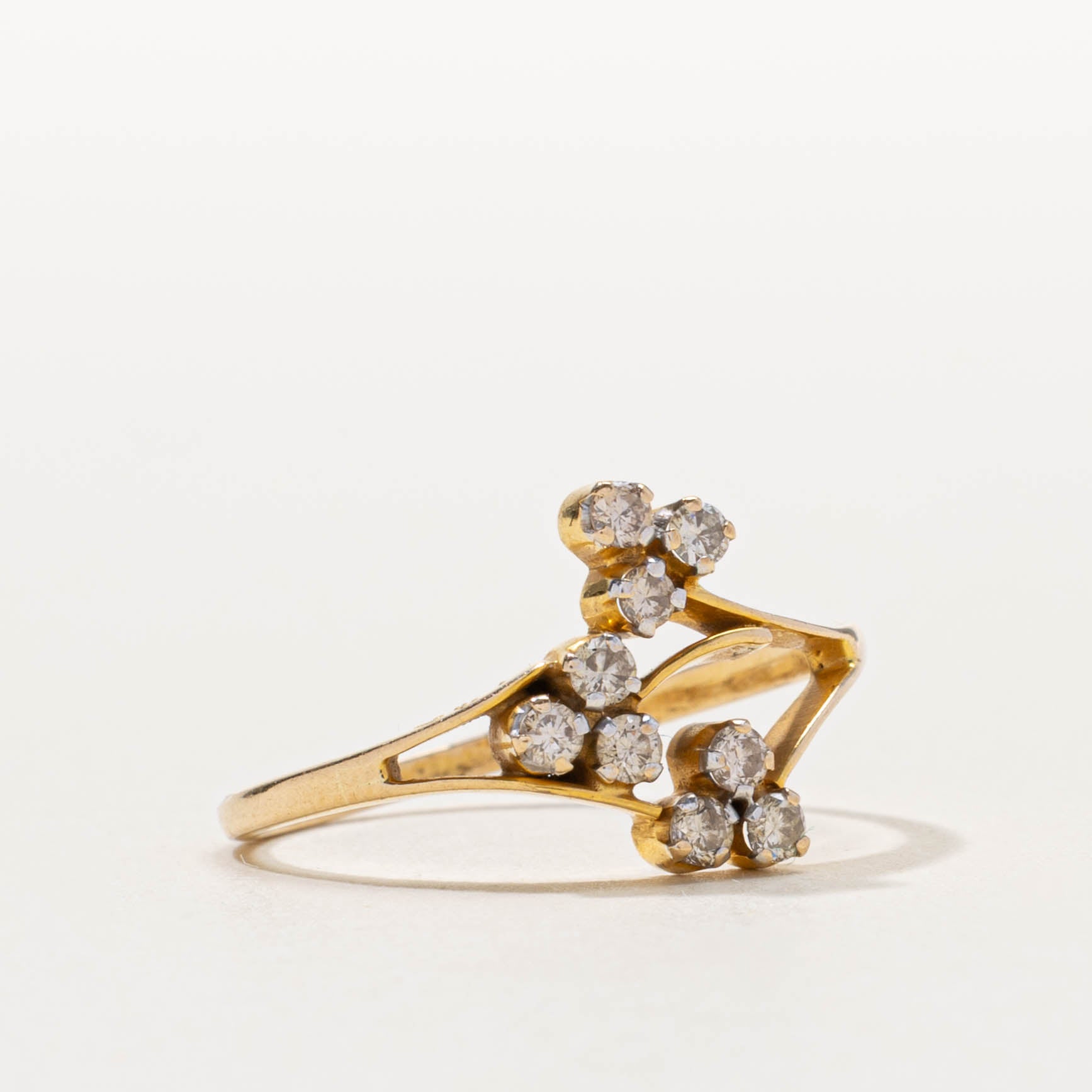 18k Scatered Diamond Bypass Ring | SZ 7.75