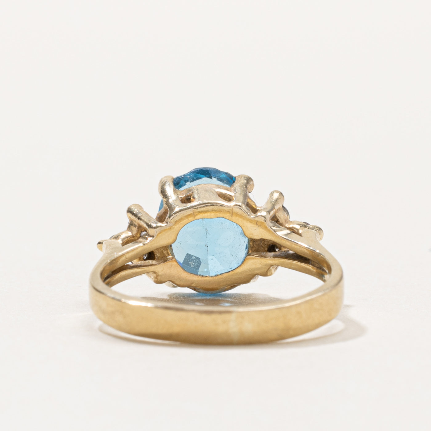 10k Oval Cut Topaz & Diamond Accented Ring | 1.75ct, 0.10ctw | SZ 4.5