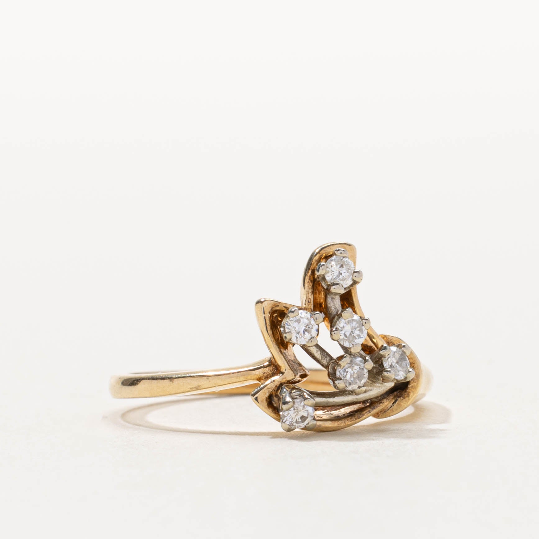 14k Scattered Diamond Branch Ring | SZ 7.25