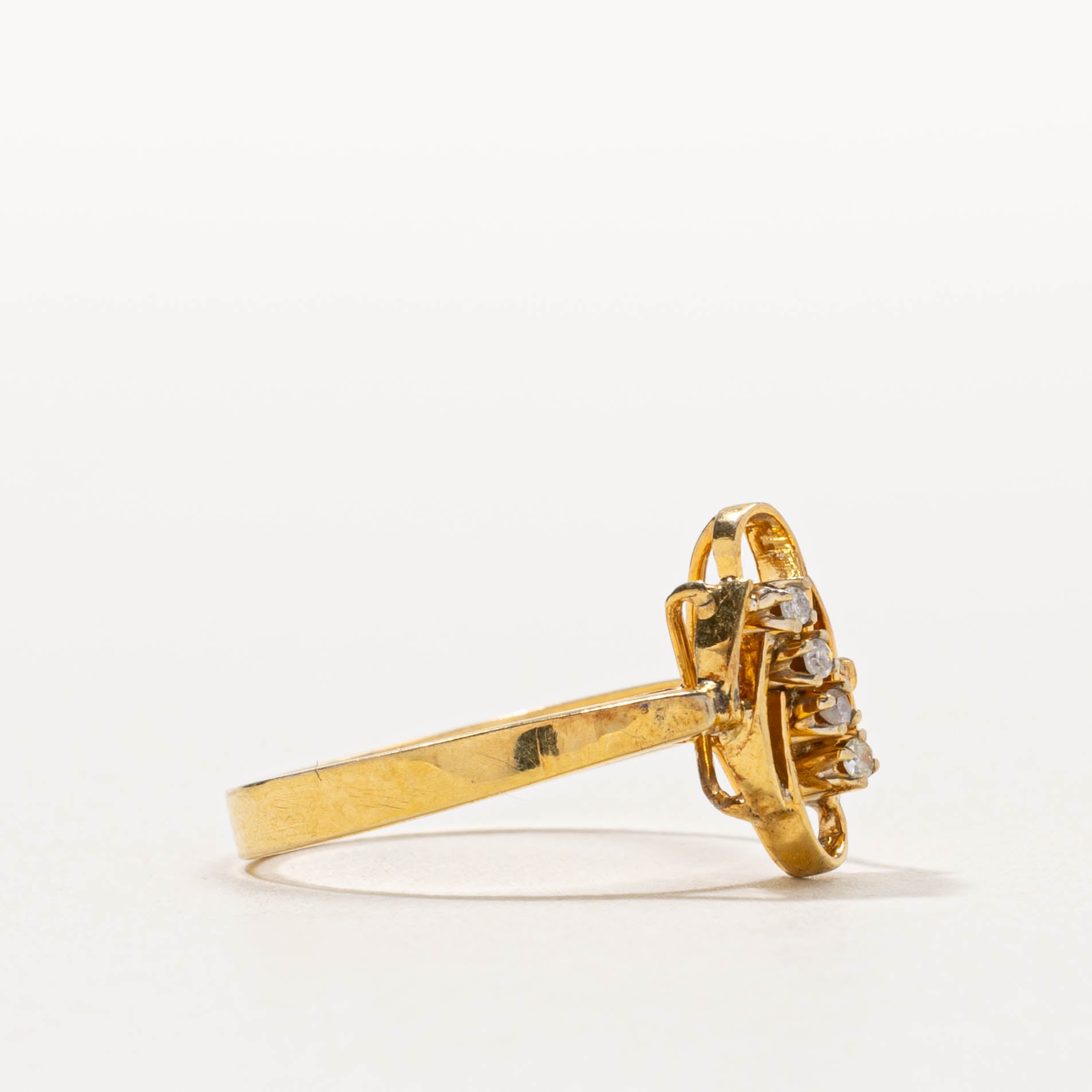 10k Diagonal Diamond Openwork Ring | SZ 5.25