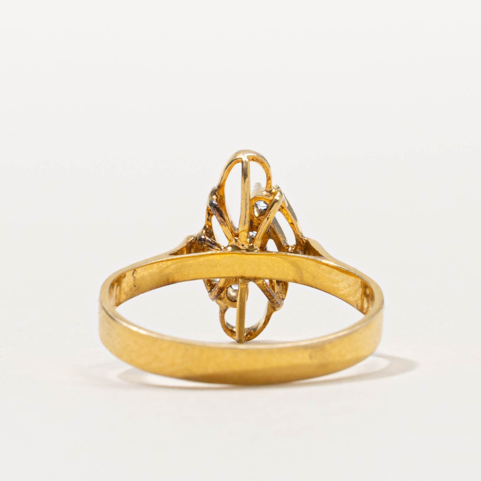 10k Diagonal Diamond Openwork Ring | SZ 5.25