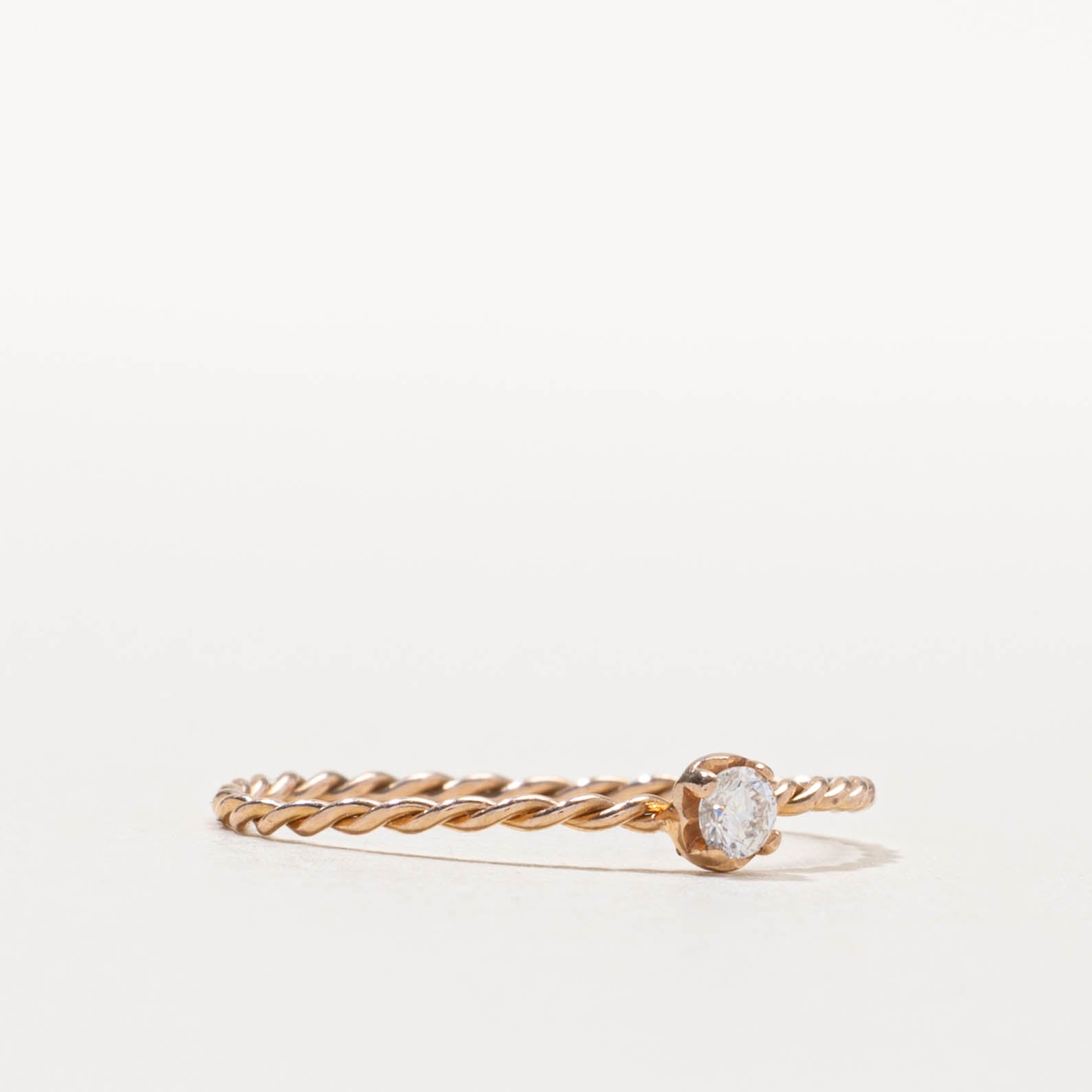 14k Rose Gold Diamond Rope Ring | SZ 8.25