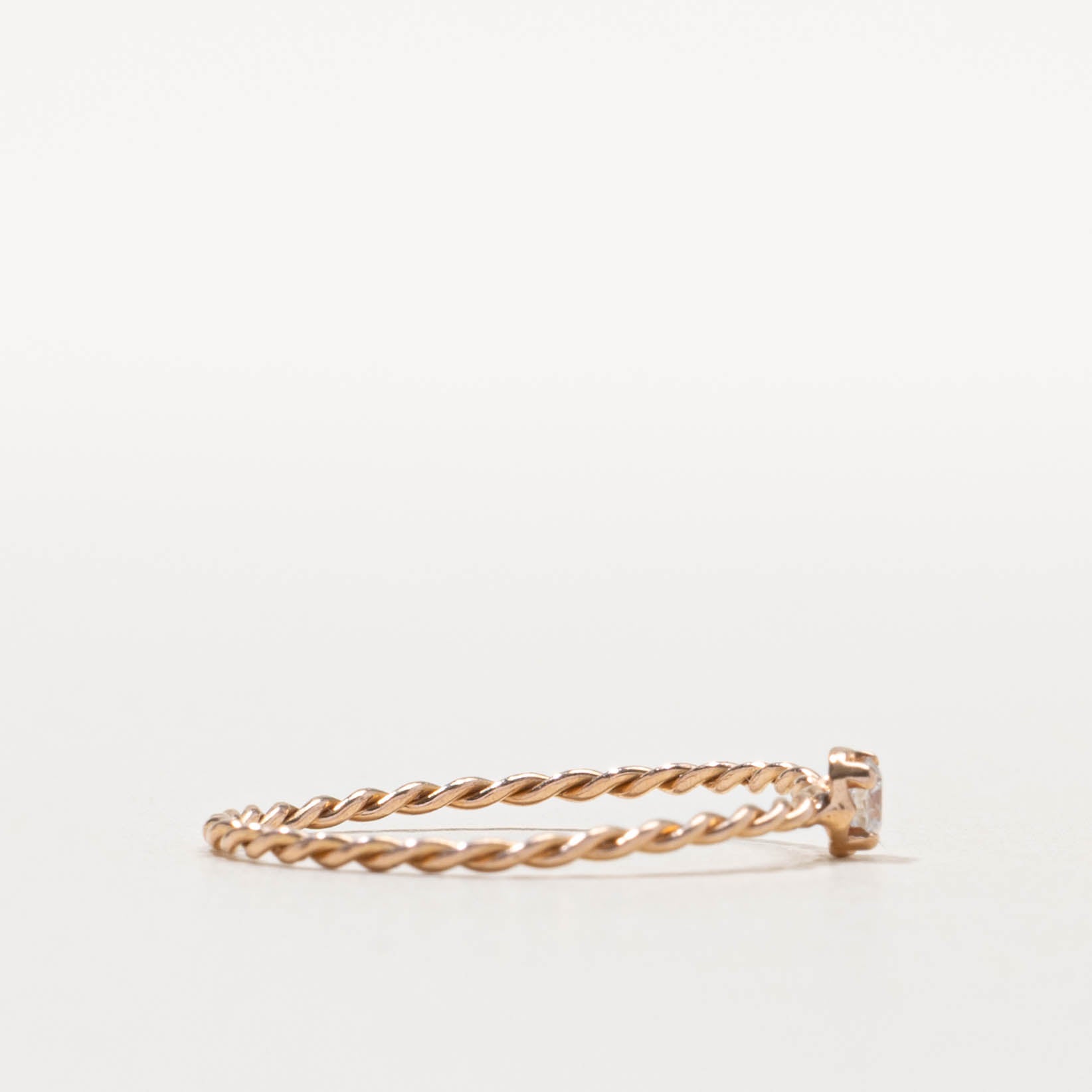 14k Rose Gold Diamond Rope Ring | SZ 8.25