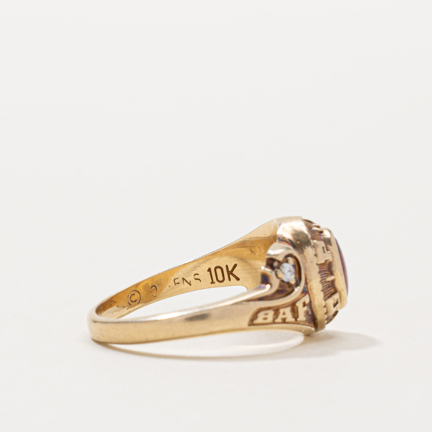 10k Synthetic Ruby & Diamond Graduation Ring | 0.60ct, 0.01ctw | SZ 4.5
