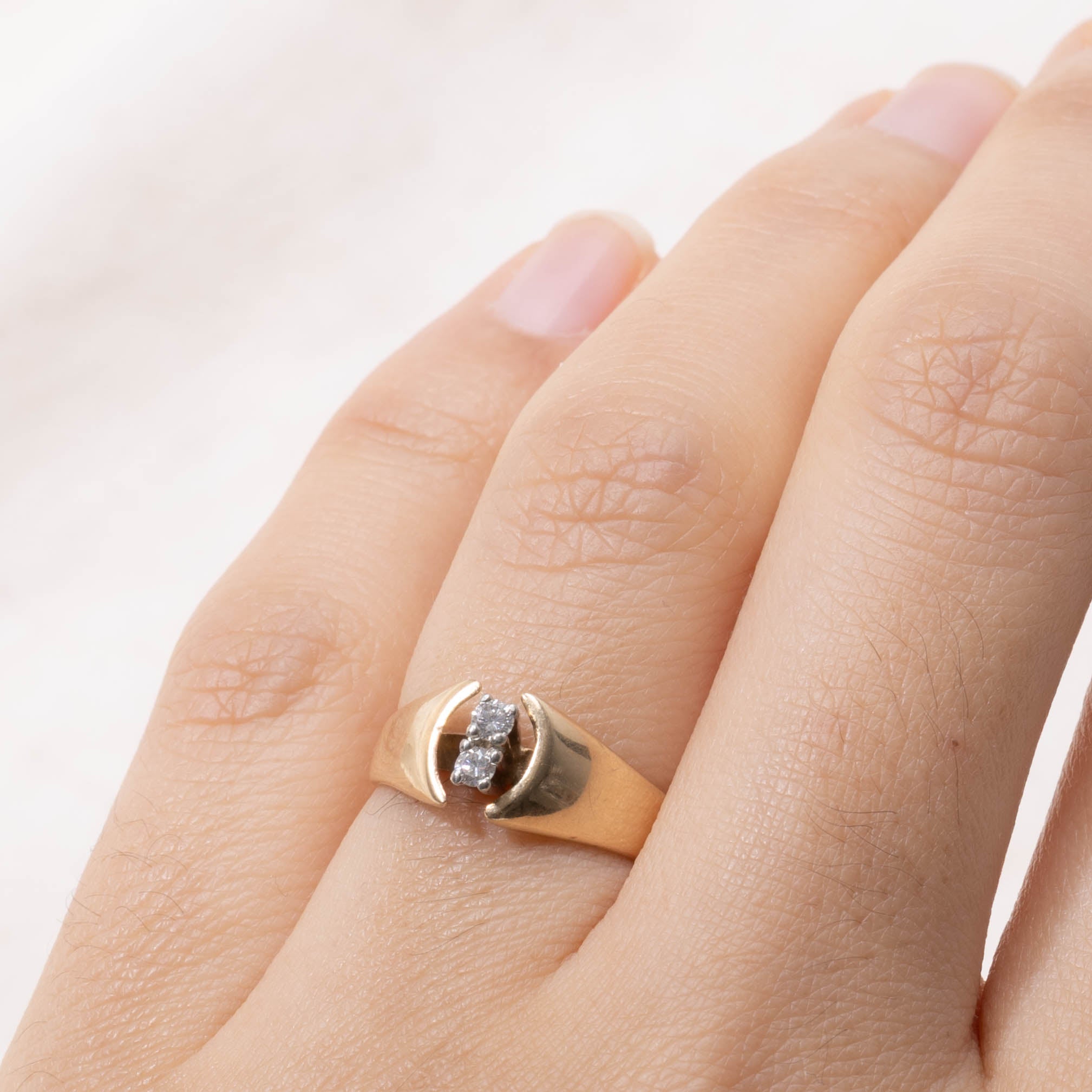 14k Two Stone Diamond Arch Ring | SZ 5
