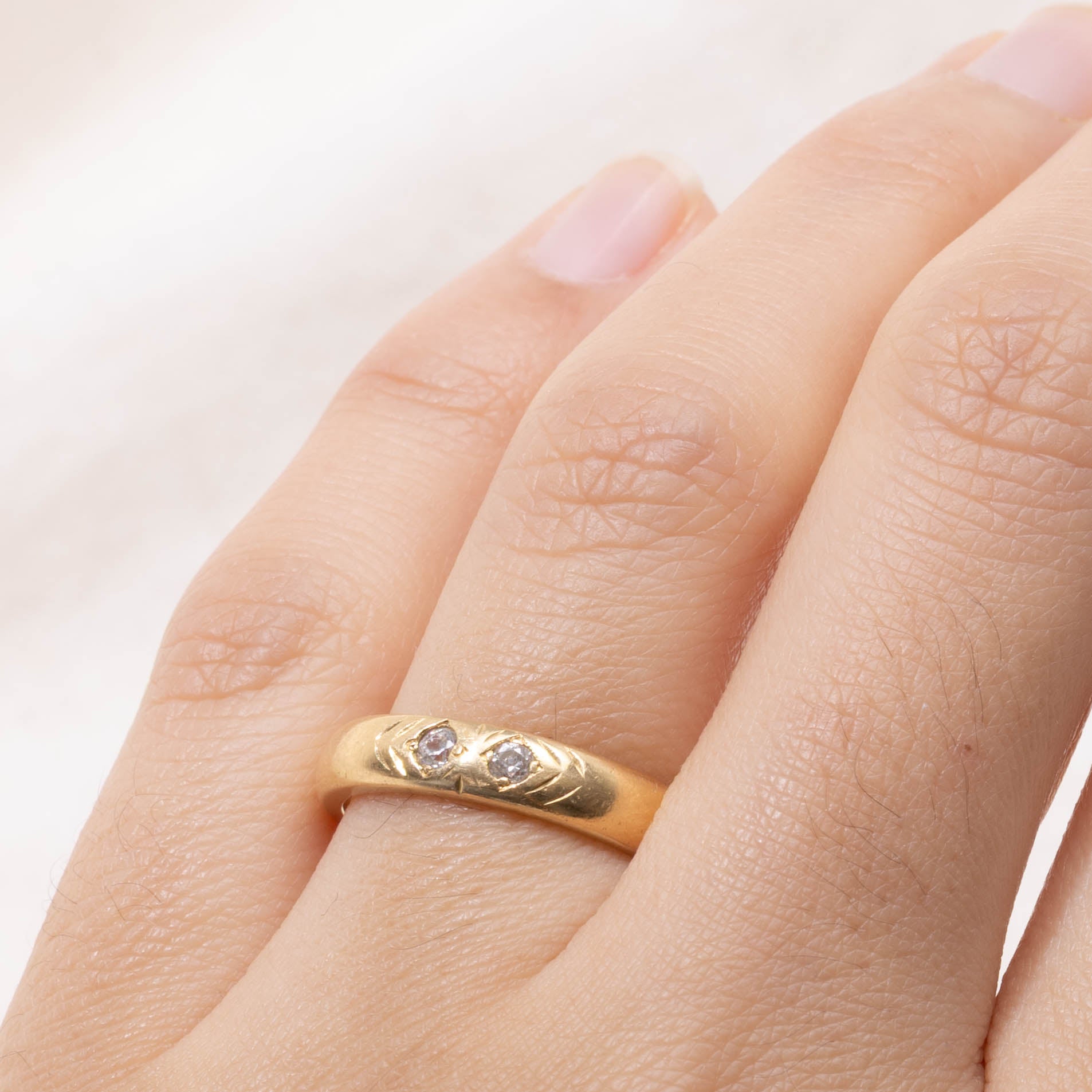 18k Two Stone Flush Set Diamond Band | 4.00mm | SZ 7.25