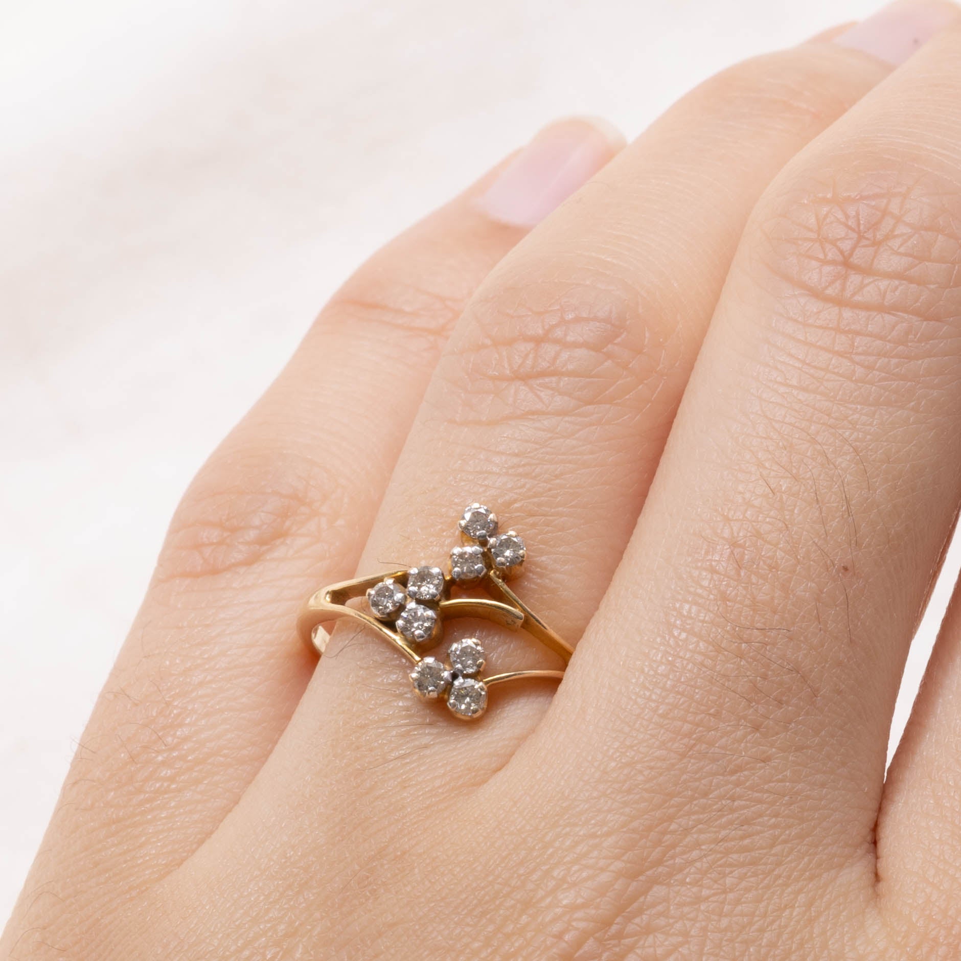 18k Scatered Diamond Bypass Ring | SZ 7.75