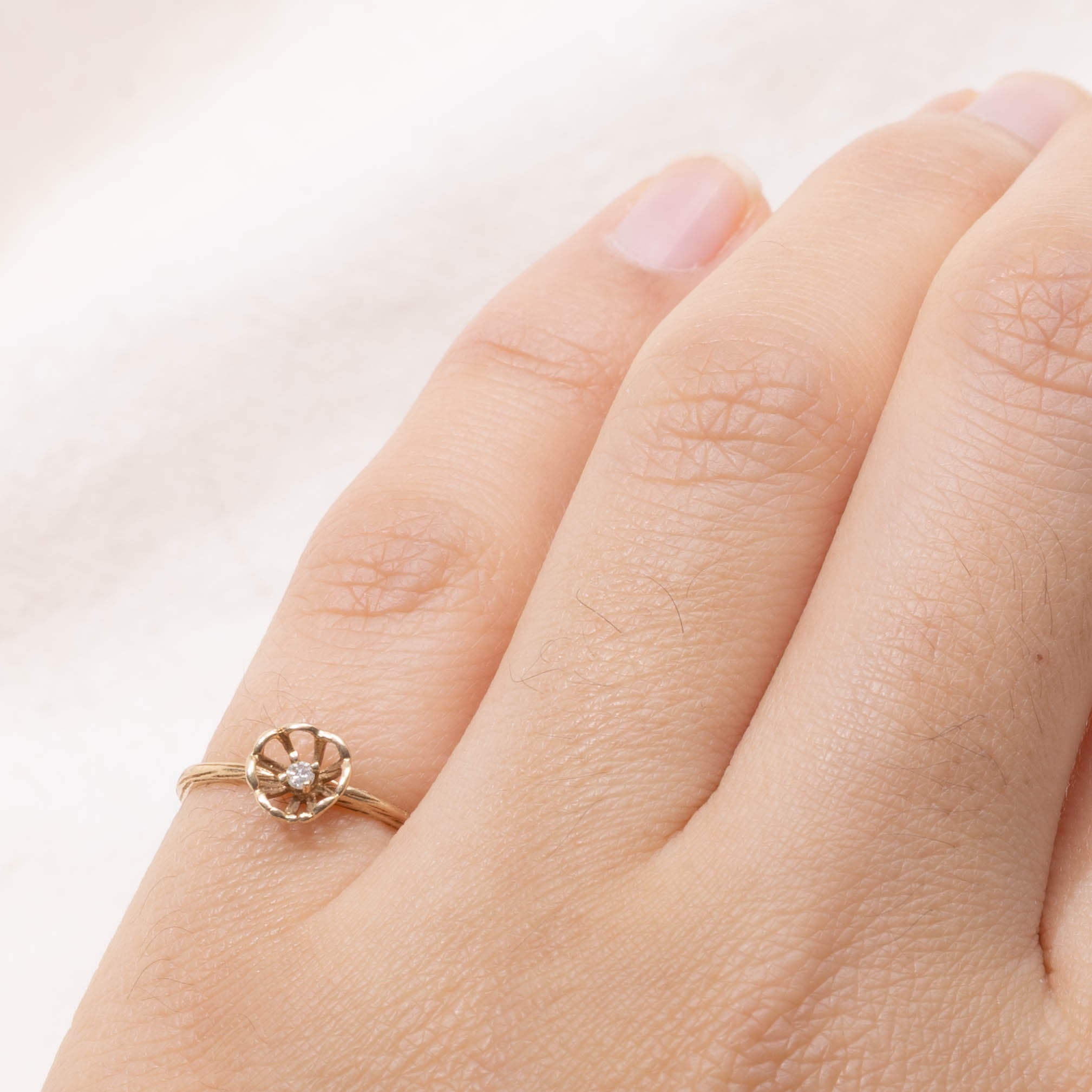 10k Diamond Openwork Cage Ring | SZ 4