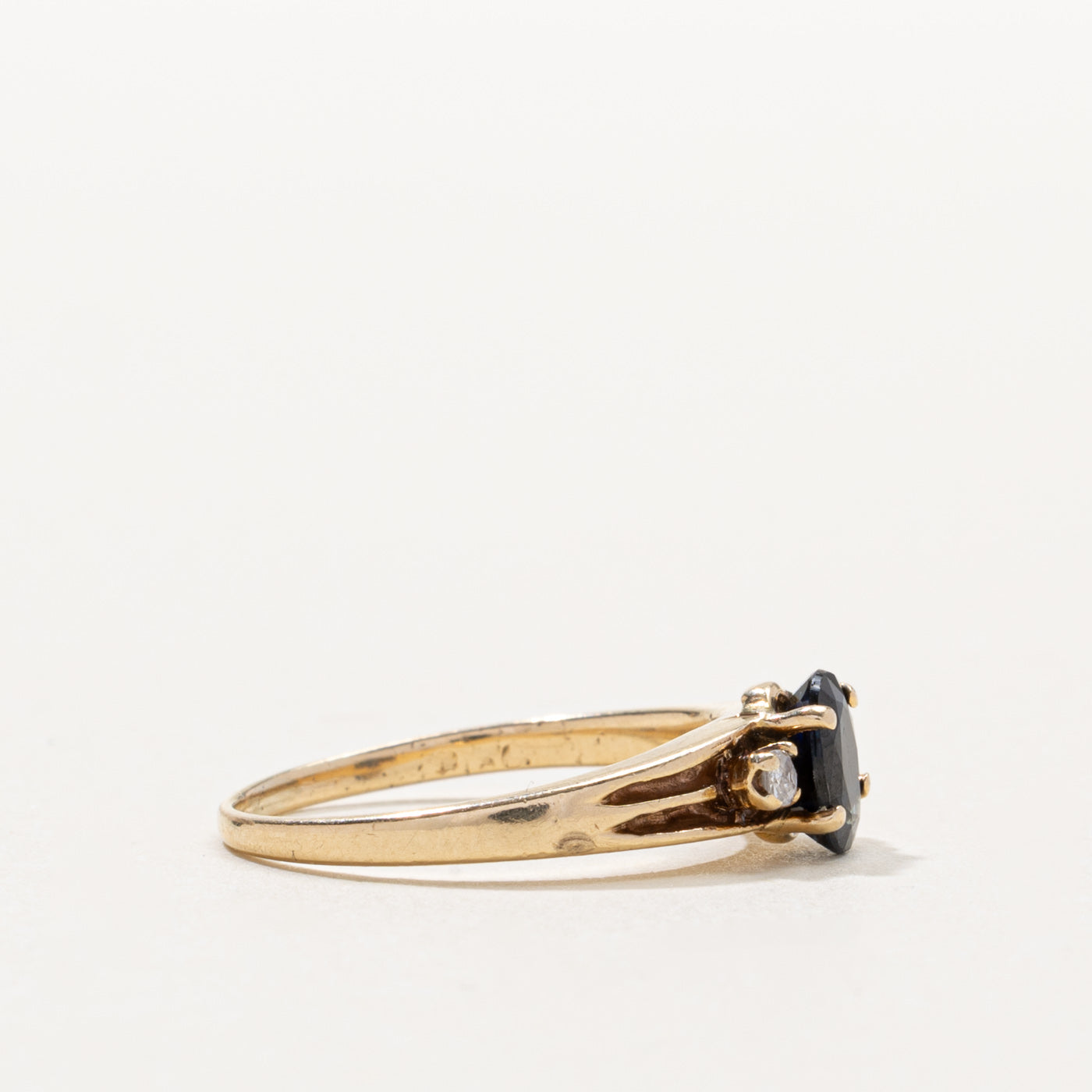 10k Oval Cut Sapphire & Diamond Accented Ring | 0.45ct, 0.04ctw | SZ 5.5