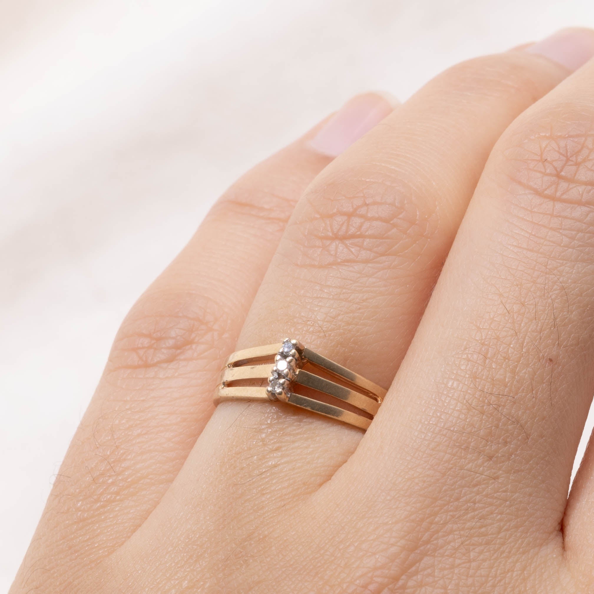10k Diamond Triple Split Shank Ring | SZ 5.5