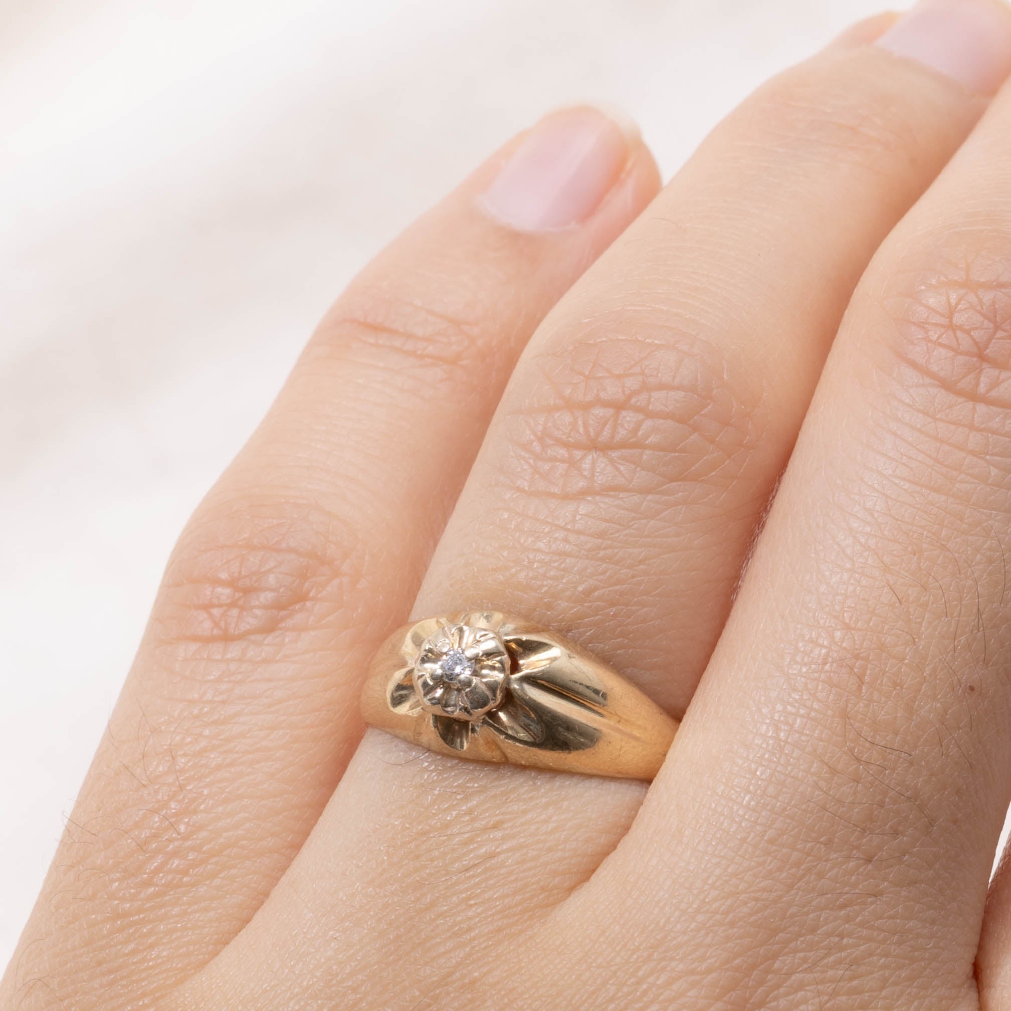 10k Diamond Grooved Dome Ring | SZ 6
