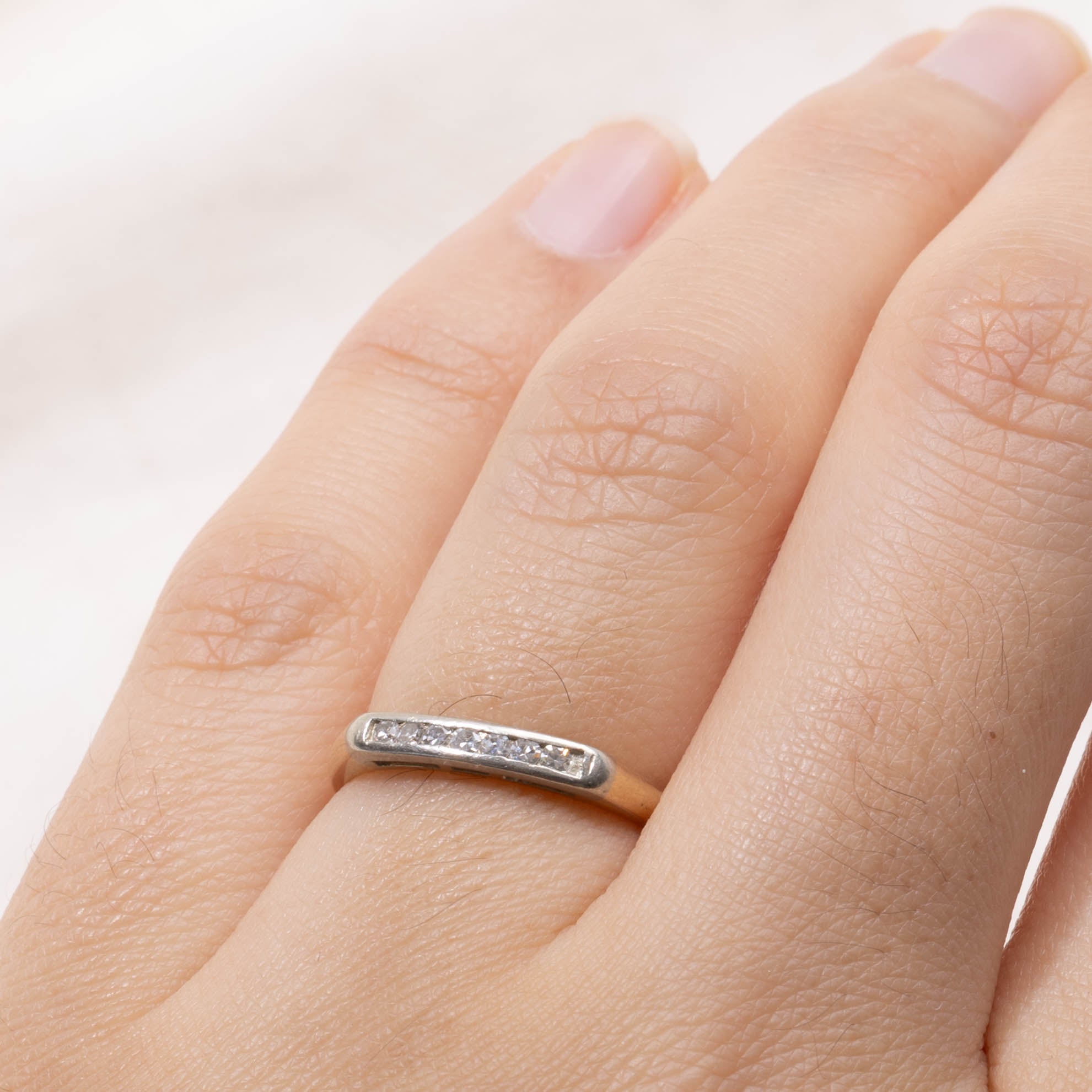 14k Semi Eternity Two Tone Diamond Band | SZ 5