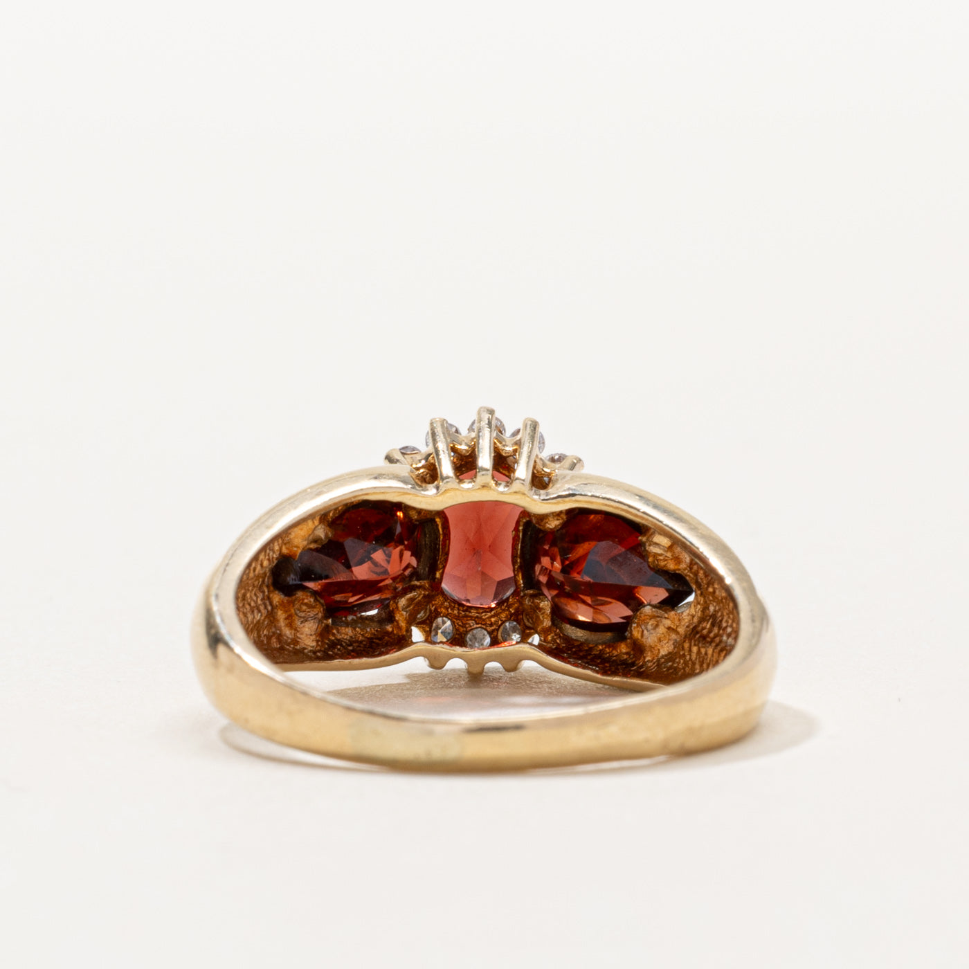 10k Garnet & Diamond Petal Halo Ring | 2.50ctw, 0.10ctw | SZ 8.5
