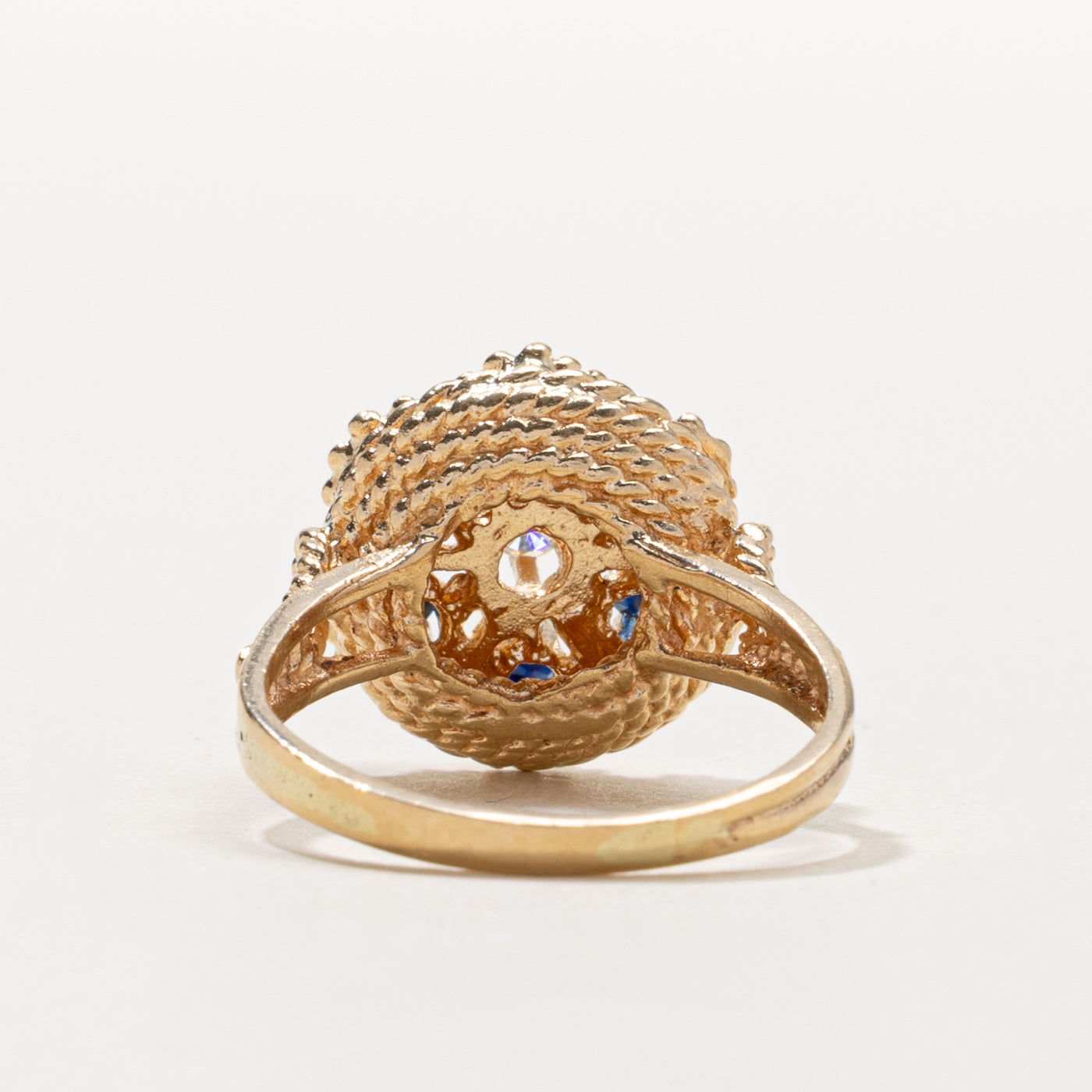 10k Sapphire & Diamond Floral Cluster Ring | 0.20ctw, 0.08ct | SZ 8