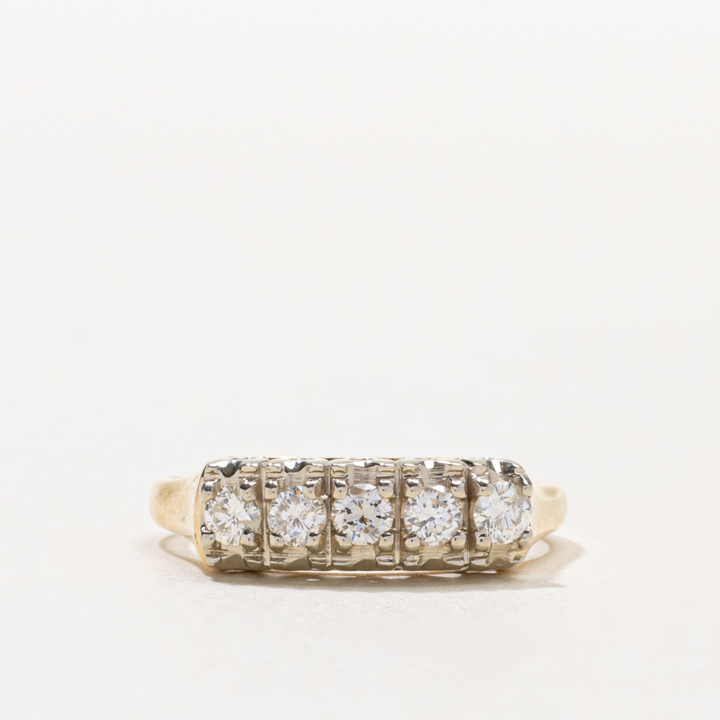 14k Five Stone Diamond Textured Ring | 0.45ctw | SZ 8