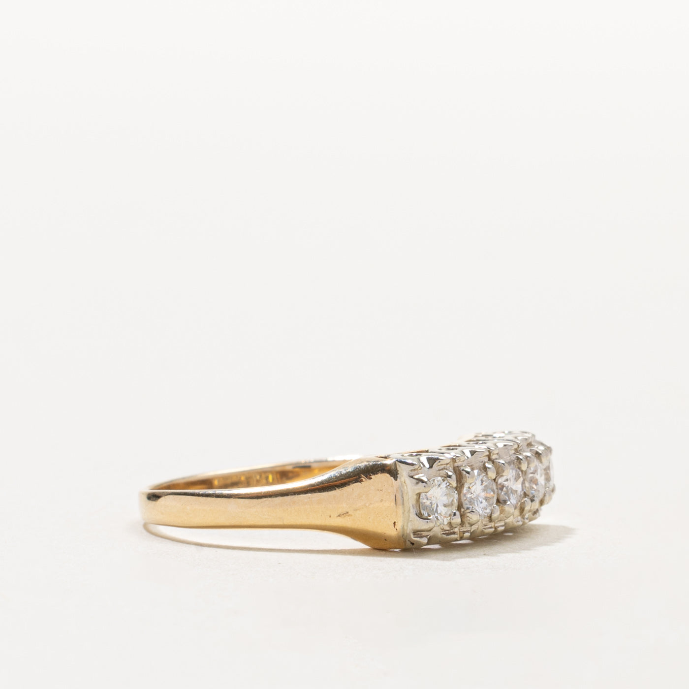 14k Five Stone Diamond Textured Ring | 0.45ctw | SZ 8