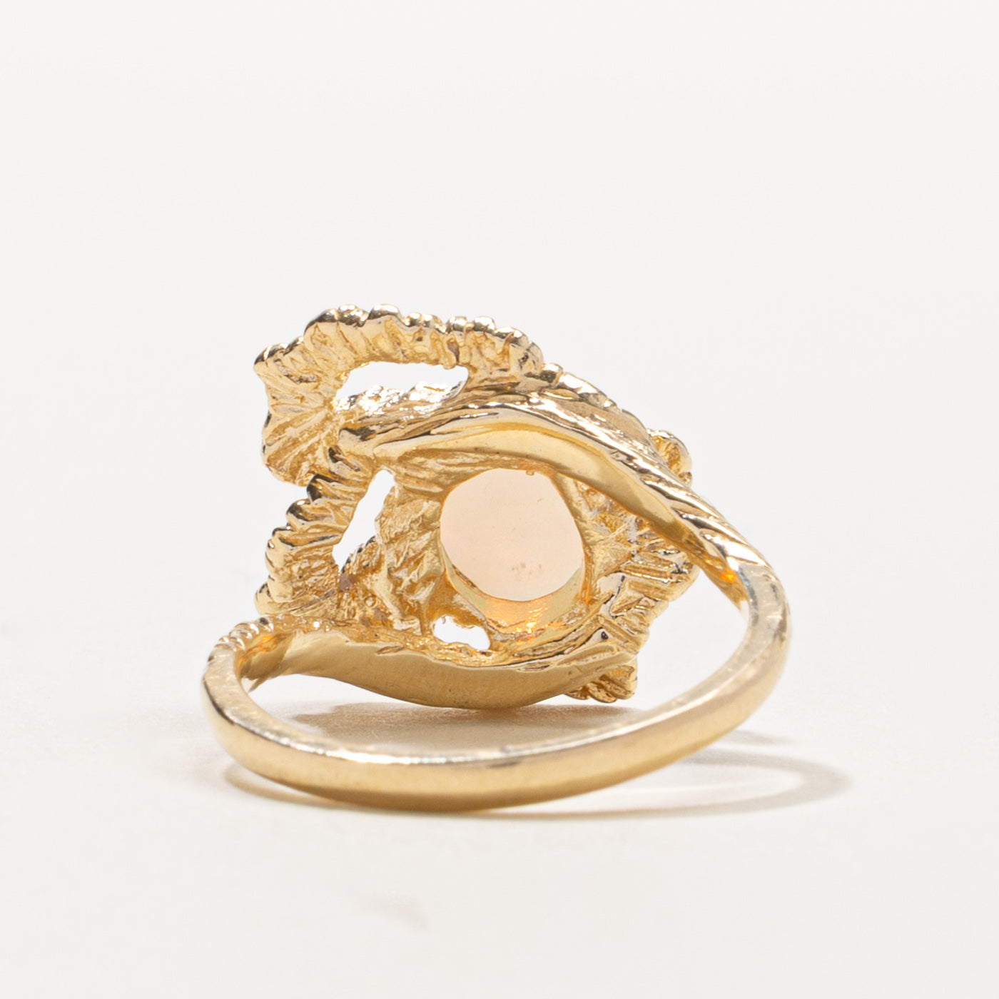14k Opal Floral Textured Ring | 0.85ct | SZ 6.5