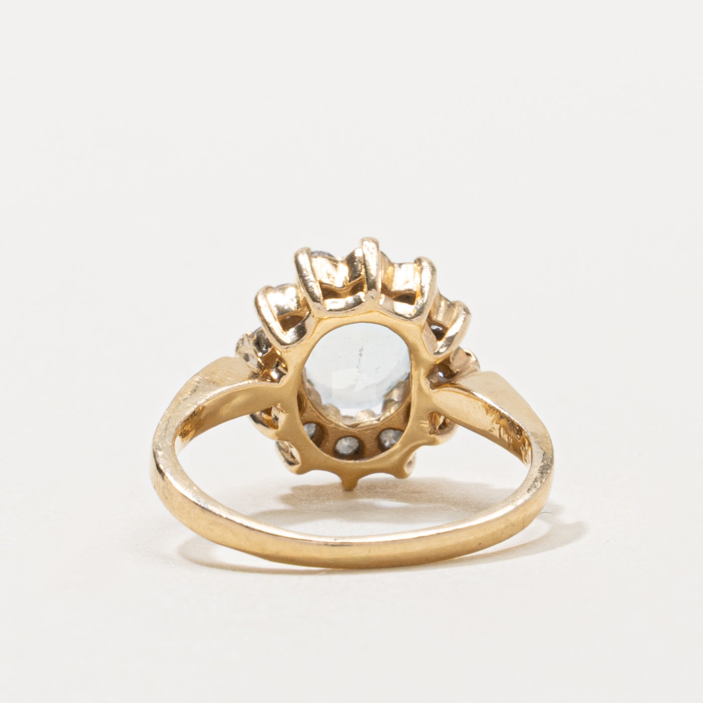 14k Aquamarine & Diamond Petal Halo Ring | 0.90ct, 0.30ctw | SZ 4.5