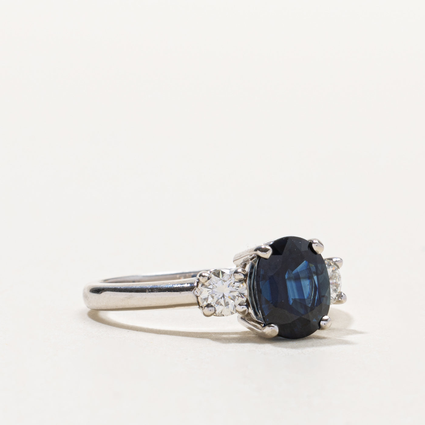 14k Oval Cut Sapphire & Diamond Accented Ring | 1.80ct, 0.40ctw | SZ 8