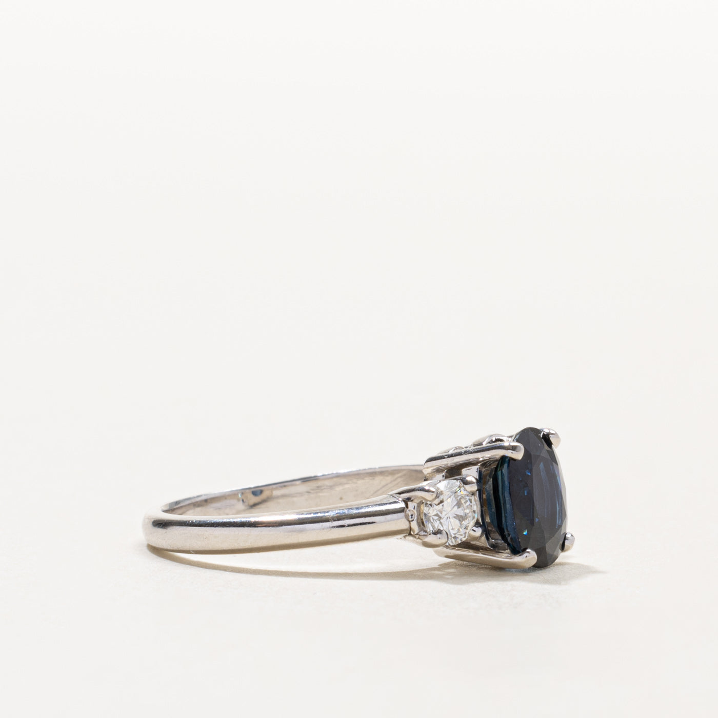 14k Oval Cut Sapphire & Diamond Accented Ring | 1.80ct, 0.40ctw | SZ 8