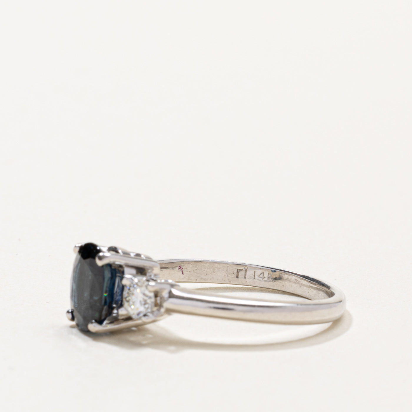 14k Oval Cut Sapphire & Diamond Accented Ring | 1.80ct, 0.40ctw | SZ 8