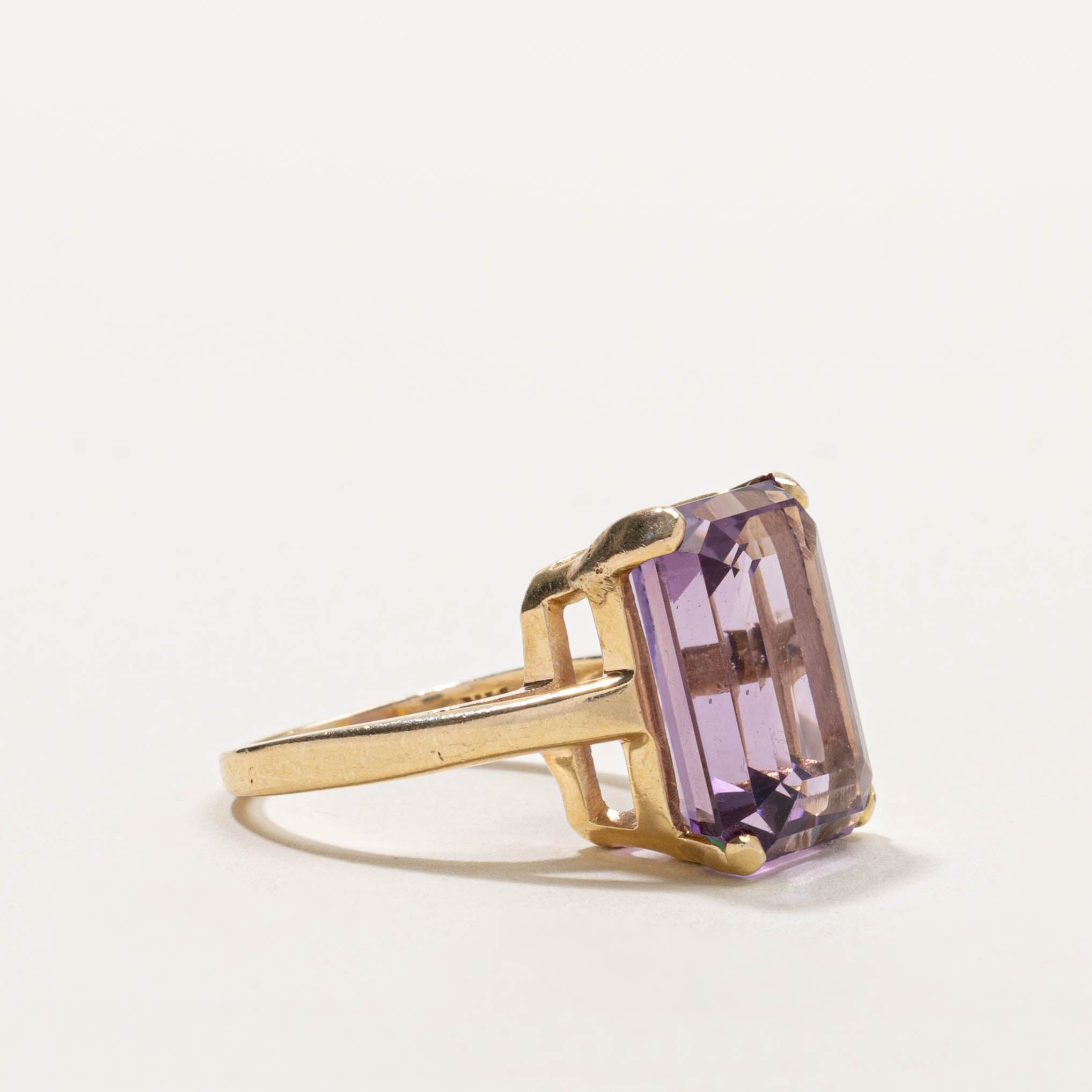 14k Rectangle Cut Amethyst Cocktail Ring | 11.00ct | SZ 7