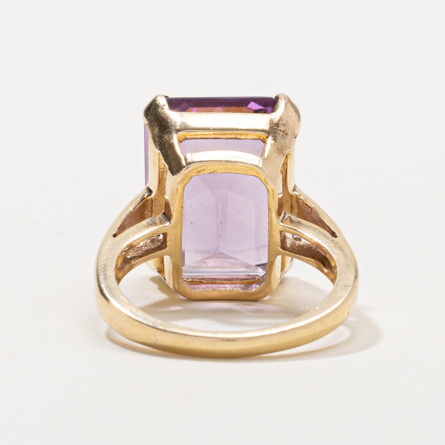 14k Rectangle Cut Amethyst Cocktail Ring | 11.00ct | SZ 7
