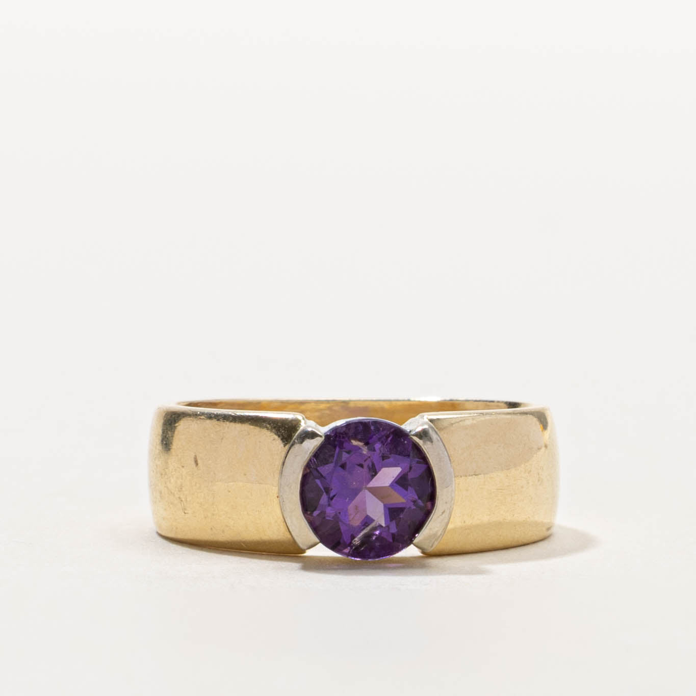 14k Semi Bezel Set Amethyst Ring | 0.90ct | SZ 5.75