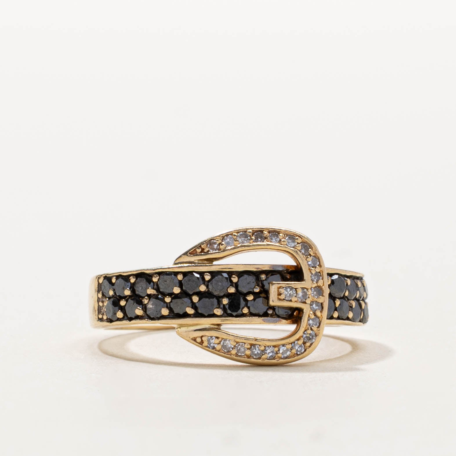 14k Black & White Diamond Buckle Ring | 0.55ctw | SZ 8