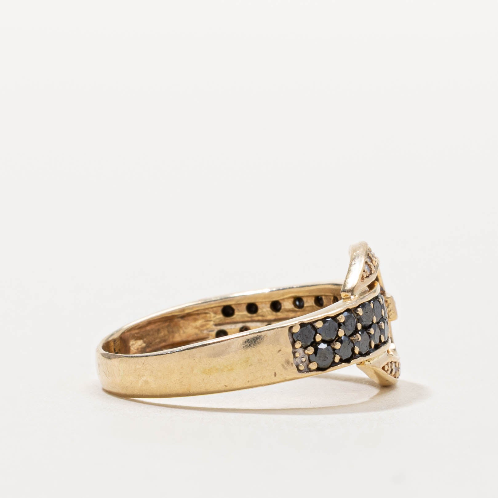 14k Black & White Diamond Buckle Ring | 0.55ctw | SZ 8
