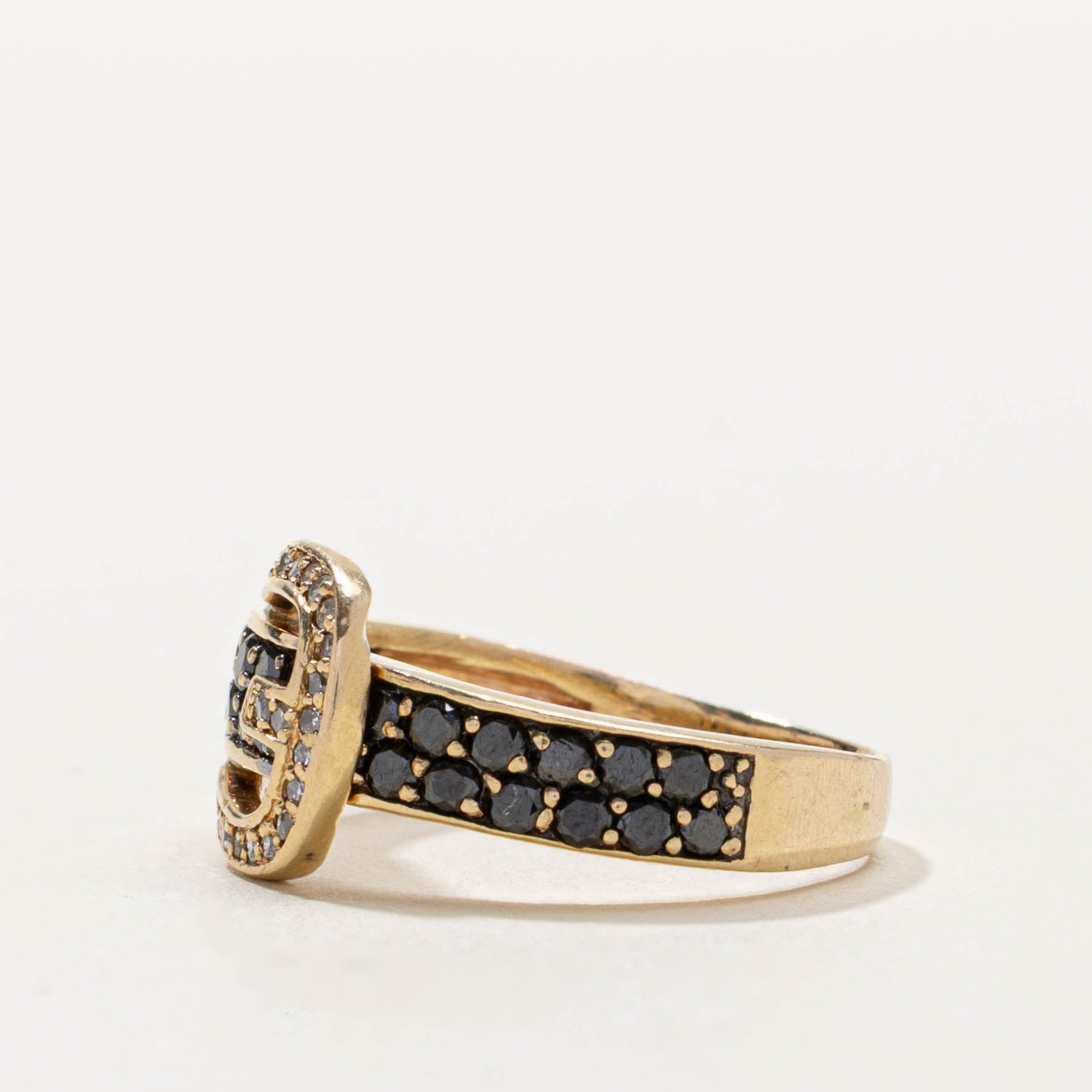 14k Black & White Diamond Buckle Ring | 0.55ctw | SZ 8