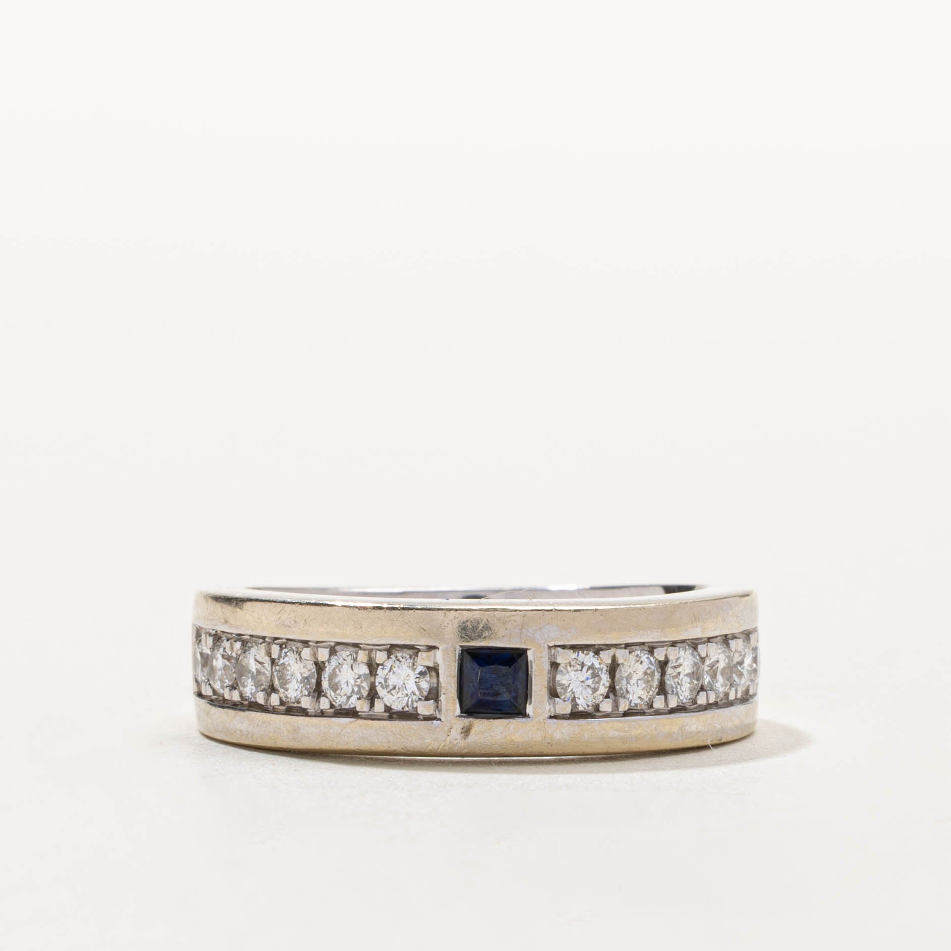 ‘Vera Wang’ 14k Semi Eternity Sapphire & Diamond Love Ring | 0.20ctw, 0.70ctw | SZ 11