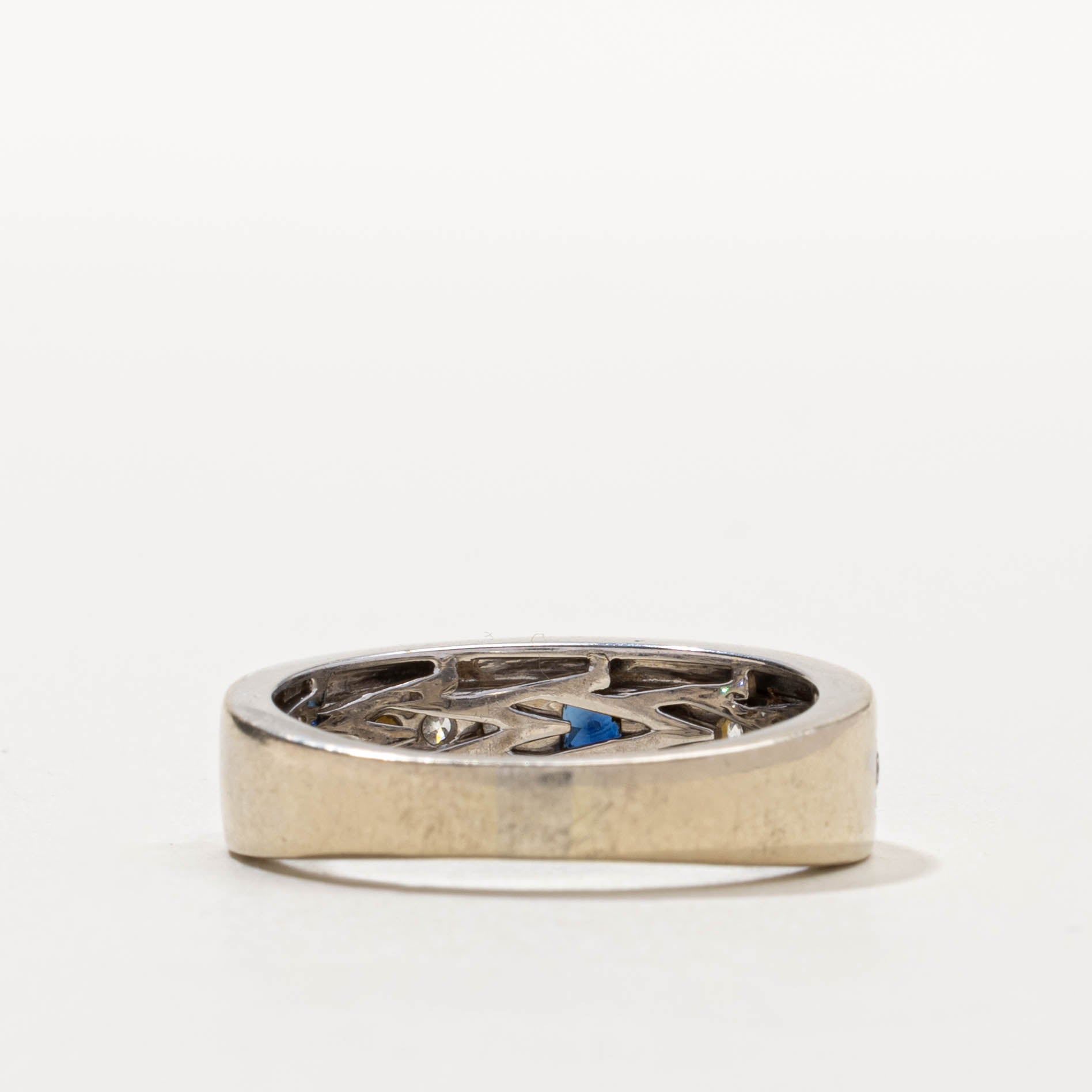 ‘Vera Wang’ 14k Semi Eternity Sapphire & Diamond Love Ring | 0.20ctw, 0.70ctw | SZ 11