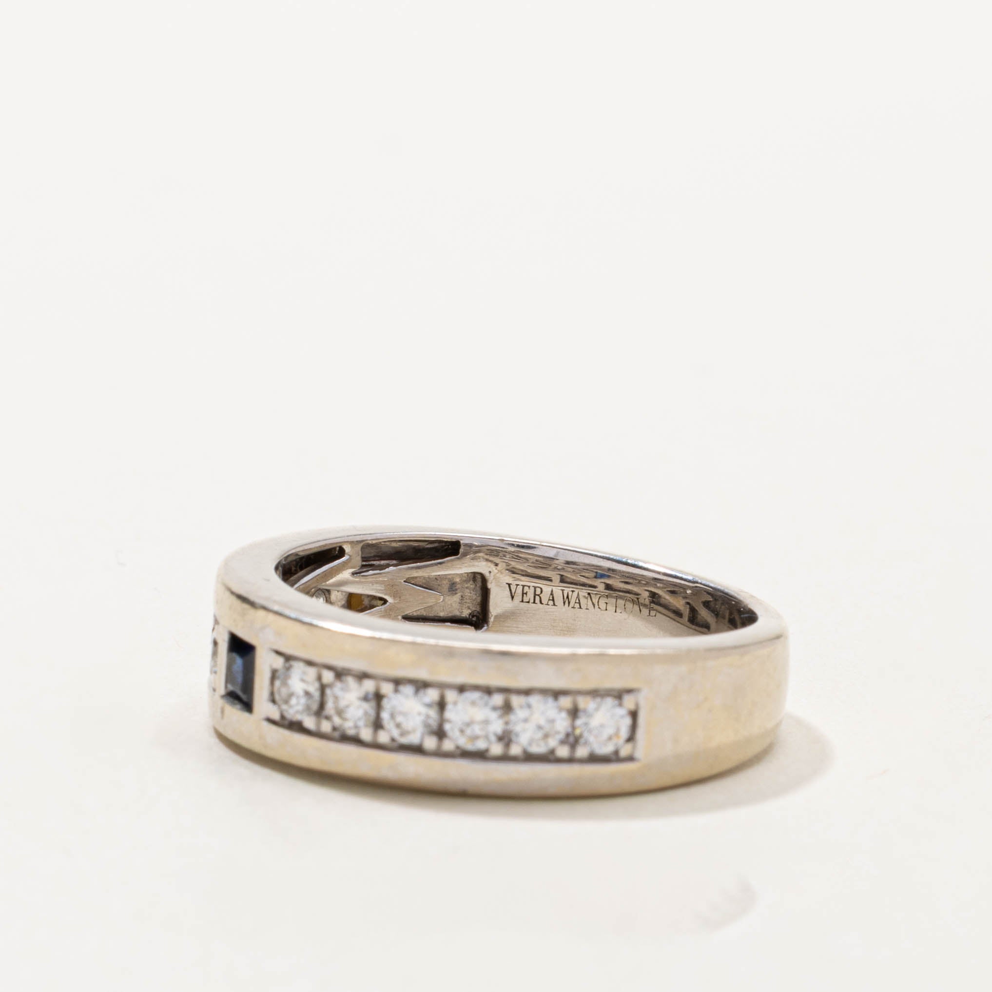‘Vera Wang’ 14k Semi Eternity Sapphire & Diamond Love Ring | 0.20ctw, 0.70ctw | SZ 11