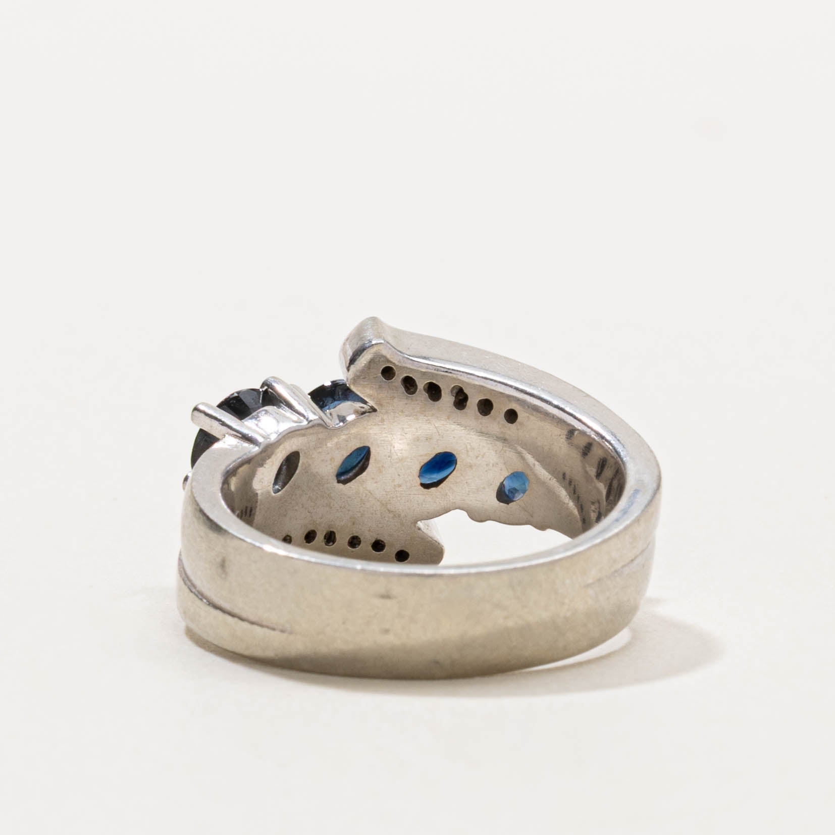 14k Four Stone Sapphire & Diamond Bypass Ring | 1.20ctw, 0.02ctw | SZ 6