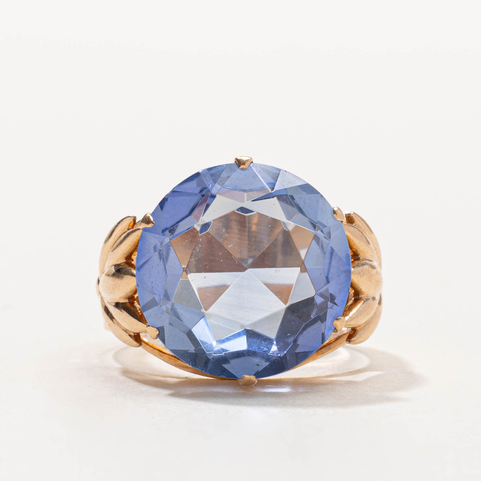 14k Synthetic Sapphire Floral Cocktail Ring | 11.00ct | SZ 8.5