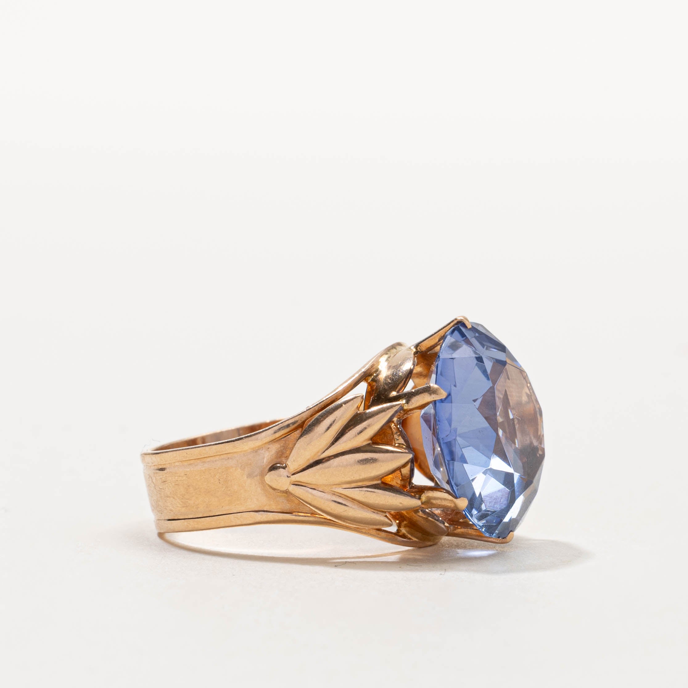 14k Synthetic Sapphire Floral Cocktail Ring | 11.00ct | SZ 8.5