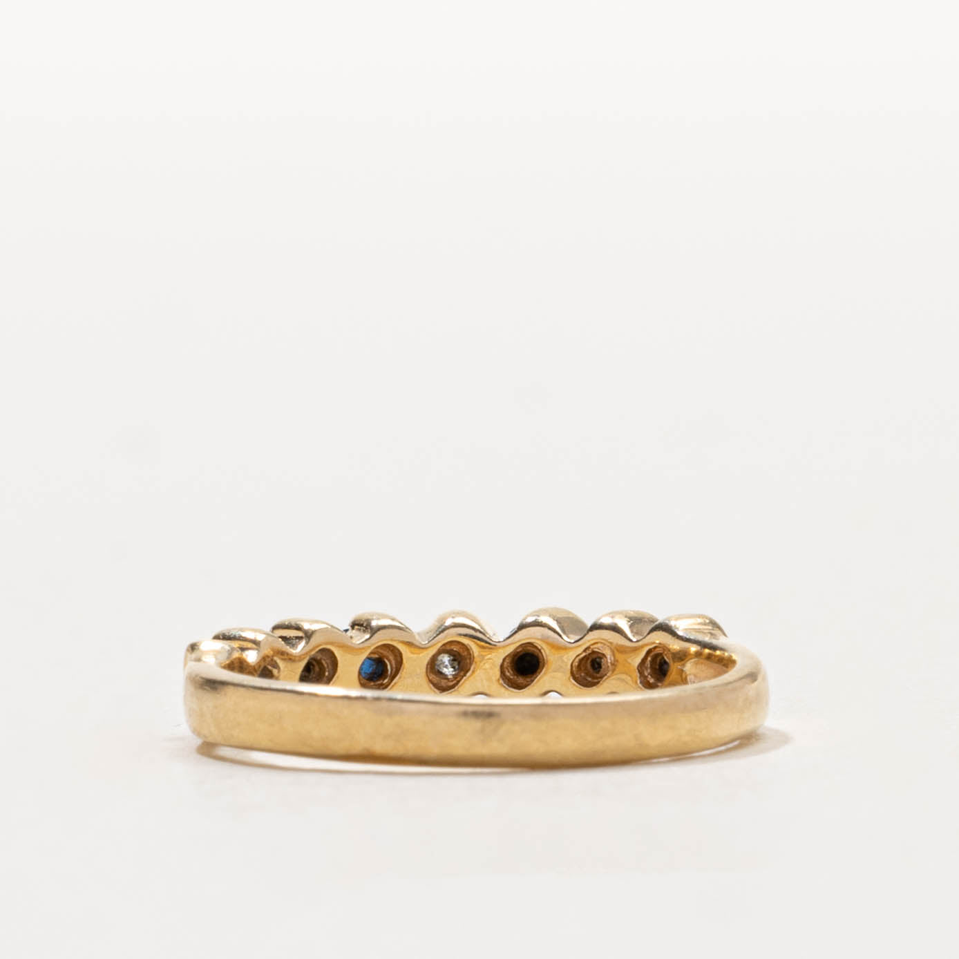 14k Semi Eternity Sapphire & Diamond Twisted Band | 0.10ctw, 0.07ctw | SZ 3.75