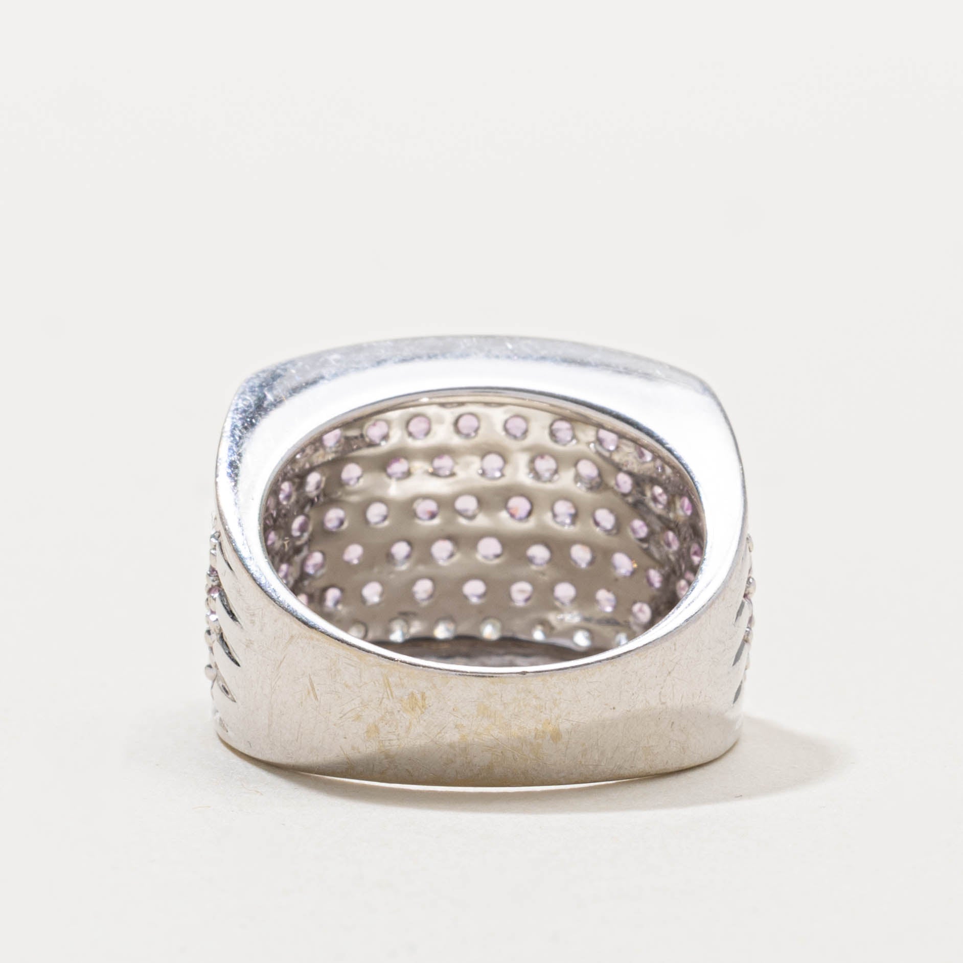 Pavé Set Synthetic Sapphire & Diamond Wide Band | 2.00ctw, 0.25ctw | SZ 7